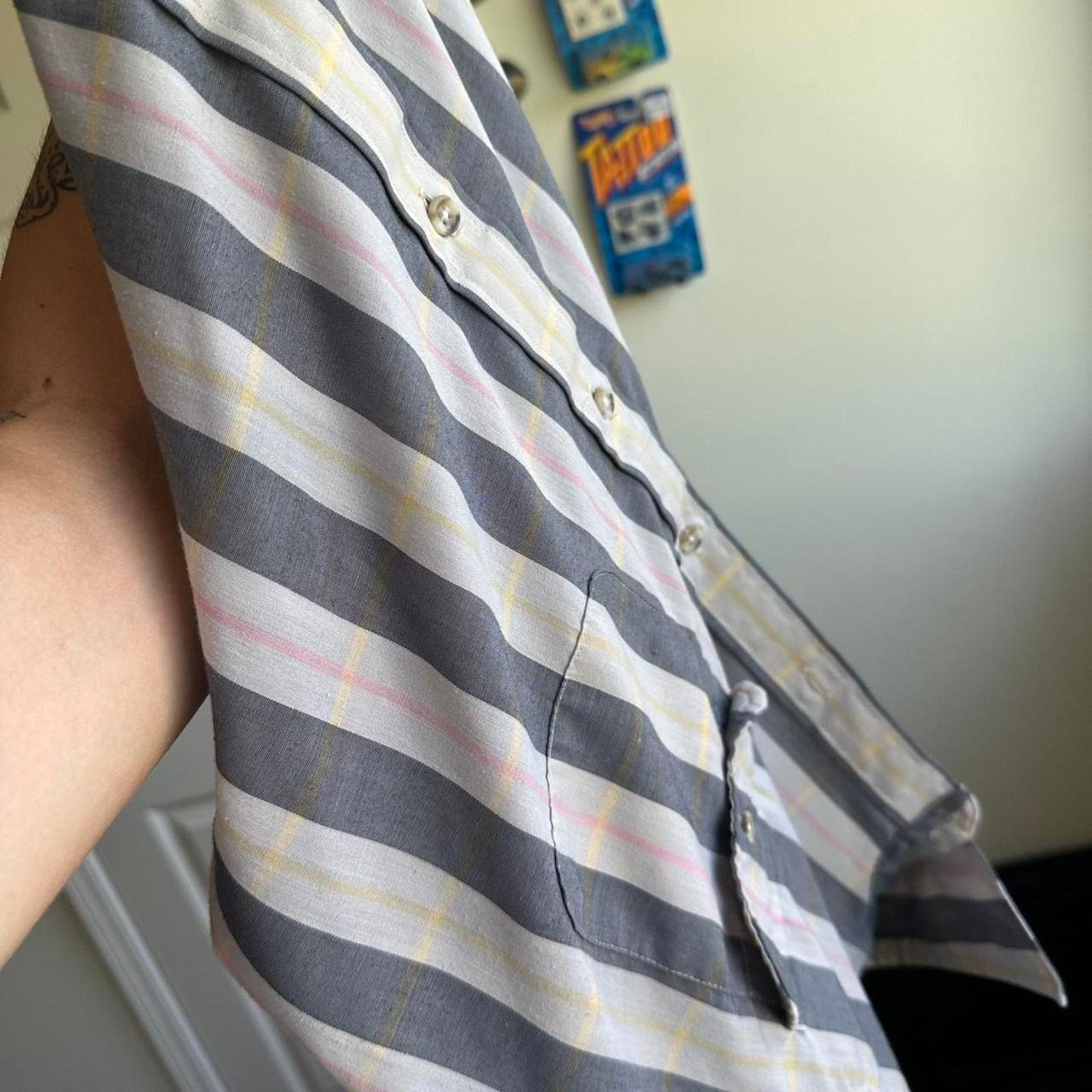 Vintage Vintage 80s Light Plaid Button Up Short Sleeve Shirt Size US M / EU 48-50 / 2 - 5 Thumbnail