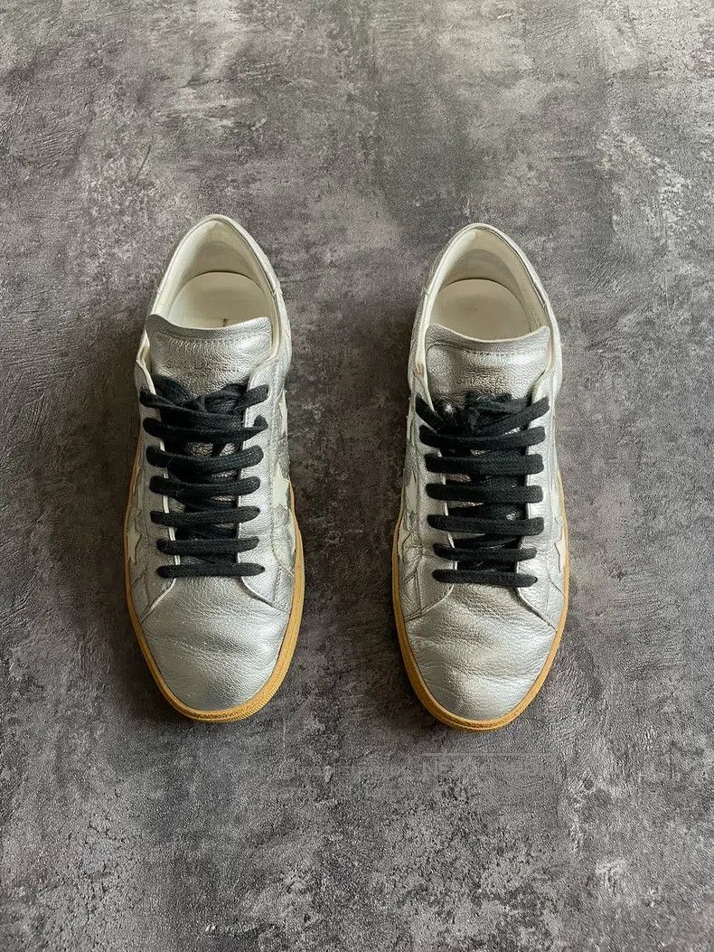 Saint Laurent Paris Saint Laurent Paris Silver Star Canvas Sneakers Size US 9 / EU 42 - 3 Thumbnail
