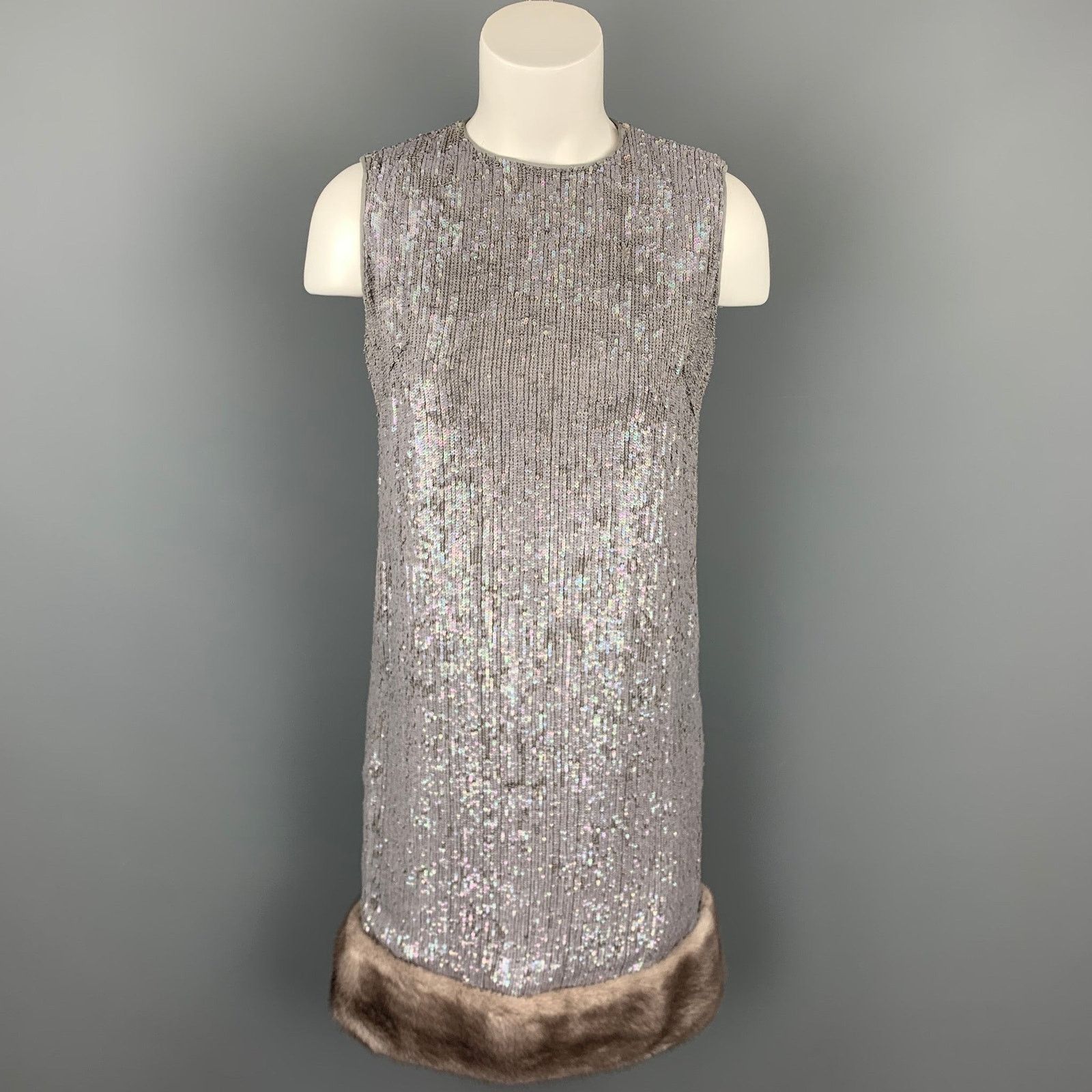 Other NORMAN AMBROSE Size 4 Mink Fur Panel Shift Cocktail Dress Size S / US 4 / IT 40 - 1 Thumbnail
