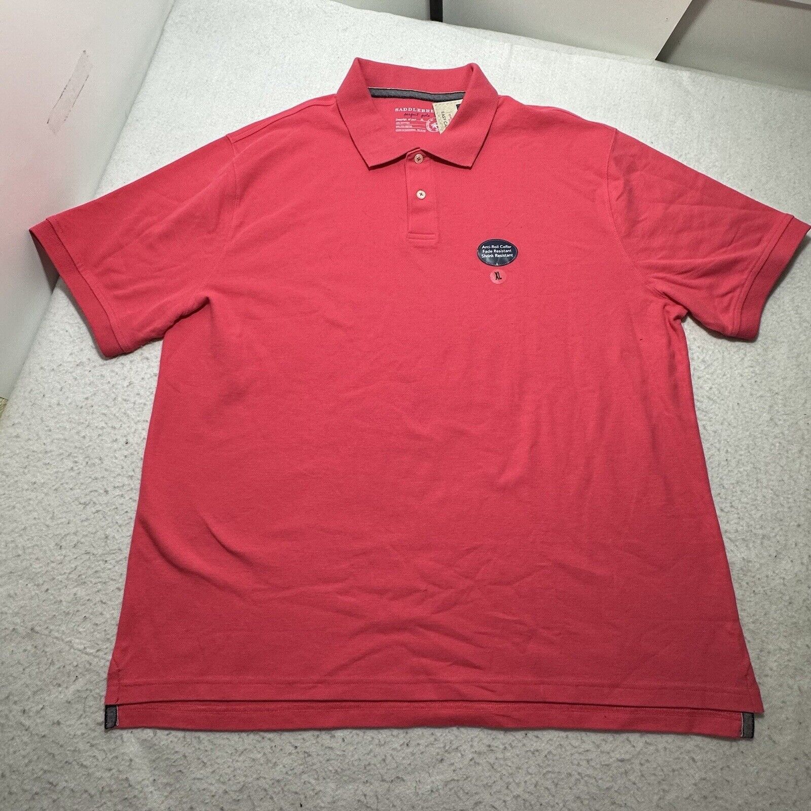 Saddlebred Saddlebred XL Perfect Polo Coral Pink Button Collared Shirt Size US XL / EU 56 / 4 - 1 Thumbnail