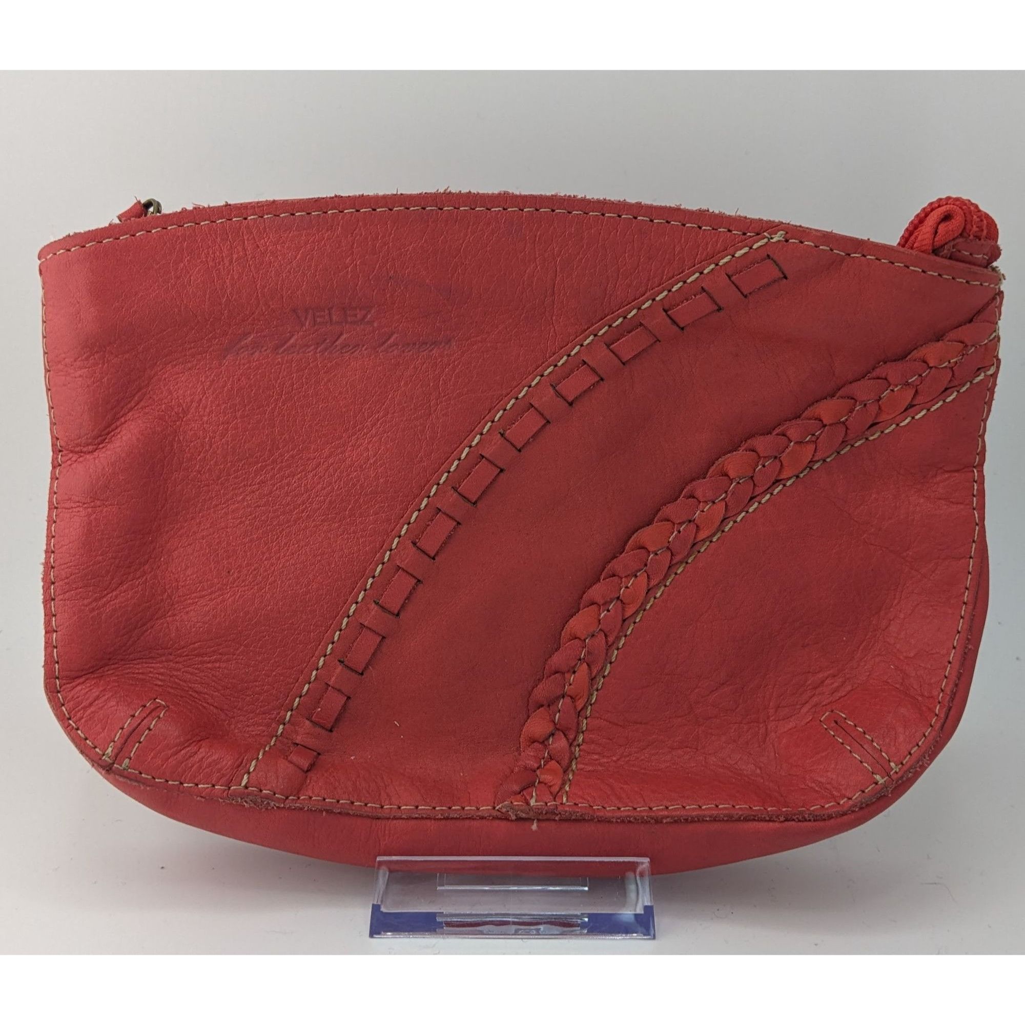 Other Vintage Velez Red Leather Wristlet With Braided Trim & Tasse Size ONE SIZE - 4 Thumbnail