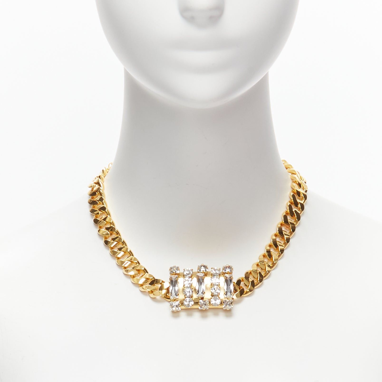 Toga TOGA ARCHIVES clear crystal jewel gold metal bar chain necklace Size ONE SIZE - 1 Thumbnail