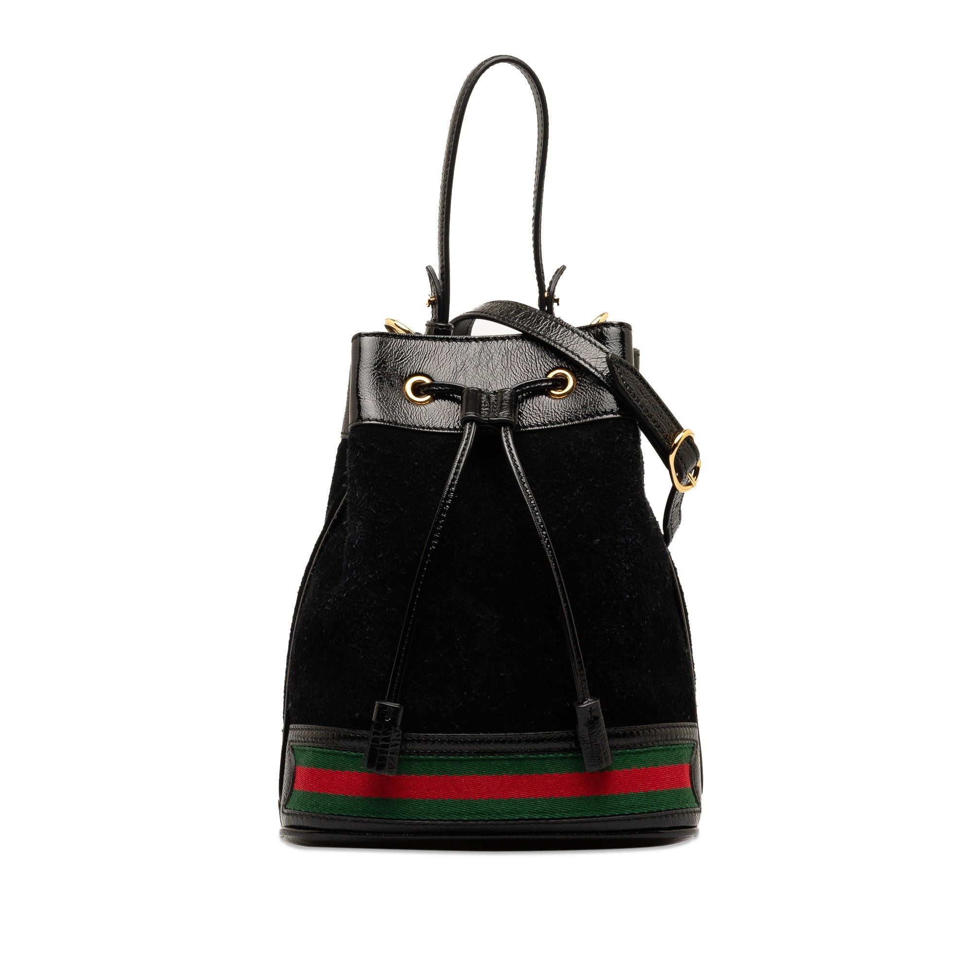 Gucci Gucci Suede Ophidia Web Bucket Bag Black Size ONE SIZE - 1 Thumbnail