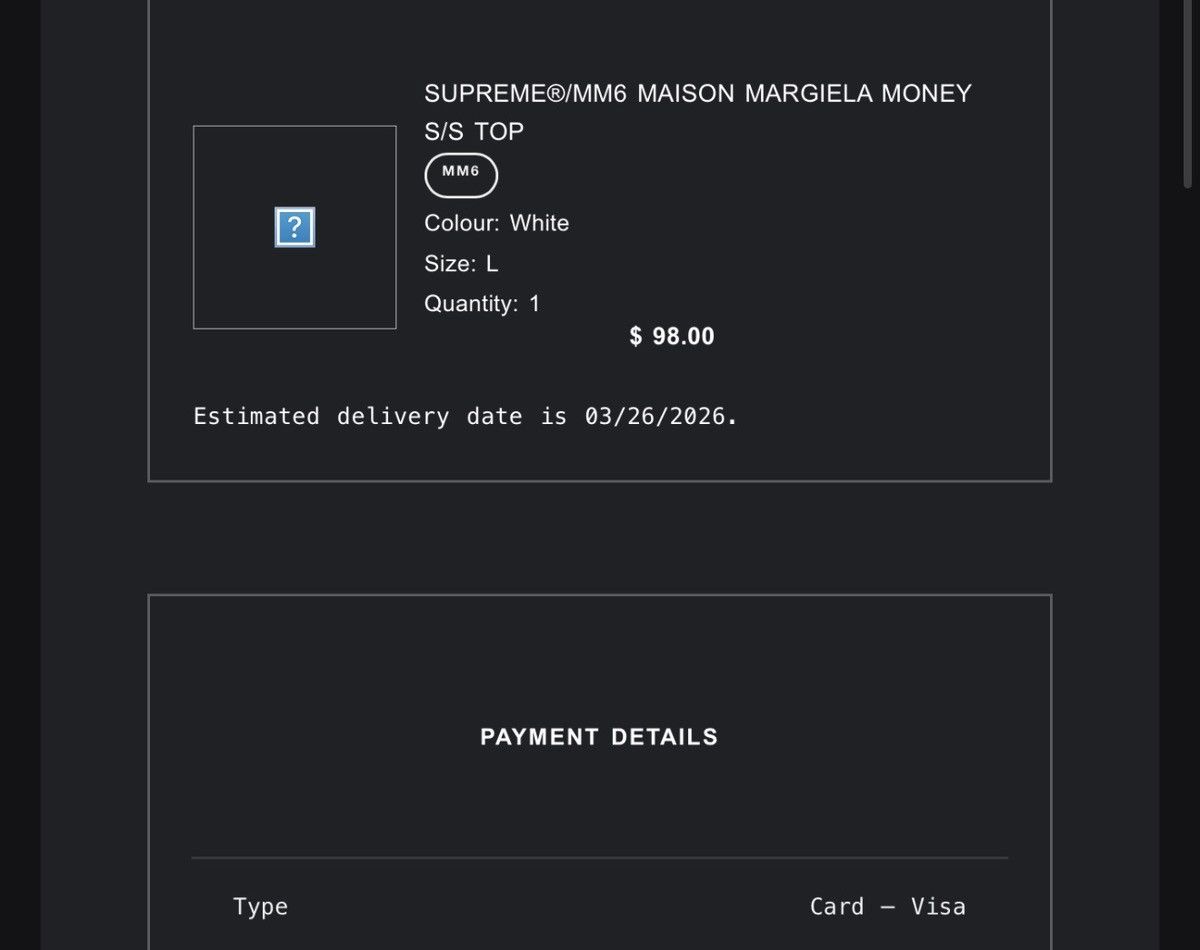 Supreme Maison Margiela MM6 Money S/S Top White