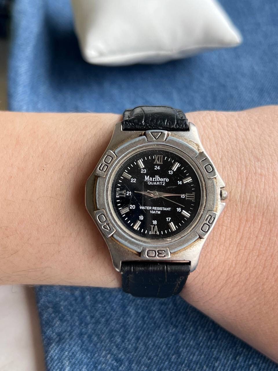 Marlboro × Vintage 90s Marlboro vintage watch racing Black Logo Racing Leather Size ONE SIZE - 1 Thumbnail