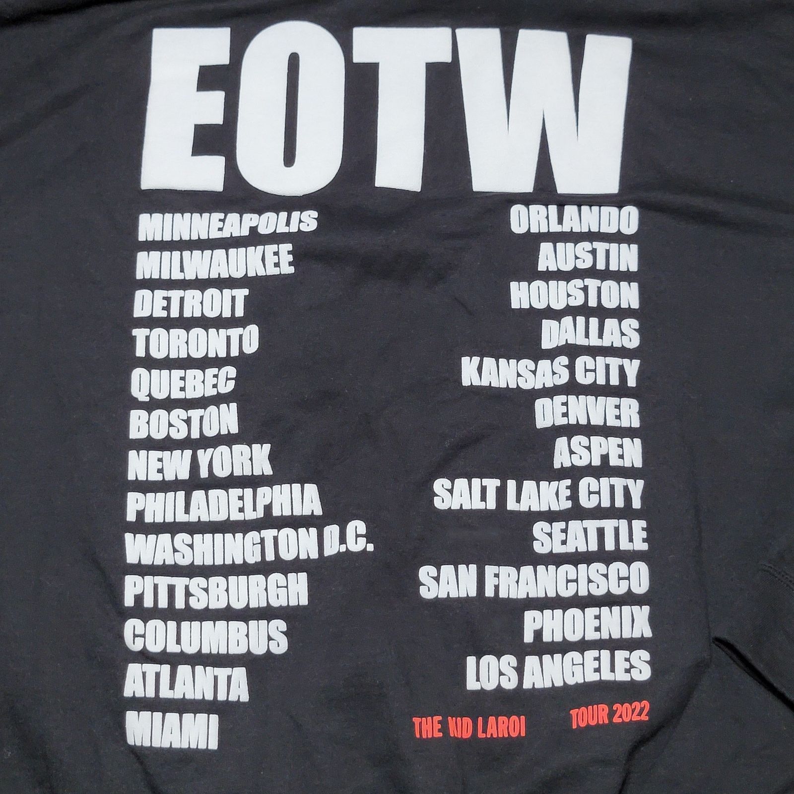 Other The Kid Laroi Tour 2022 Black Unisex Hoodie "EOTW" - Size XL Size US XL / EU 56 / 4 - 5 Thumbnail