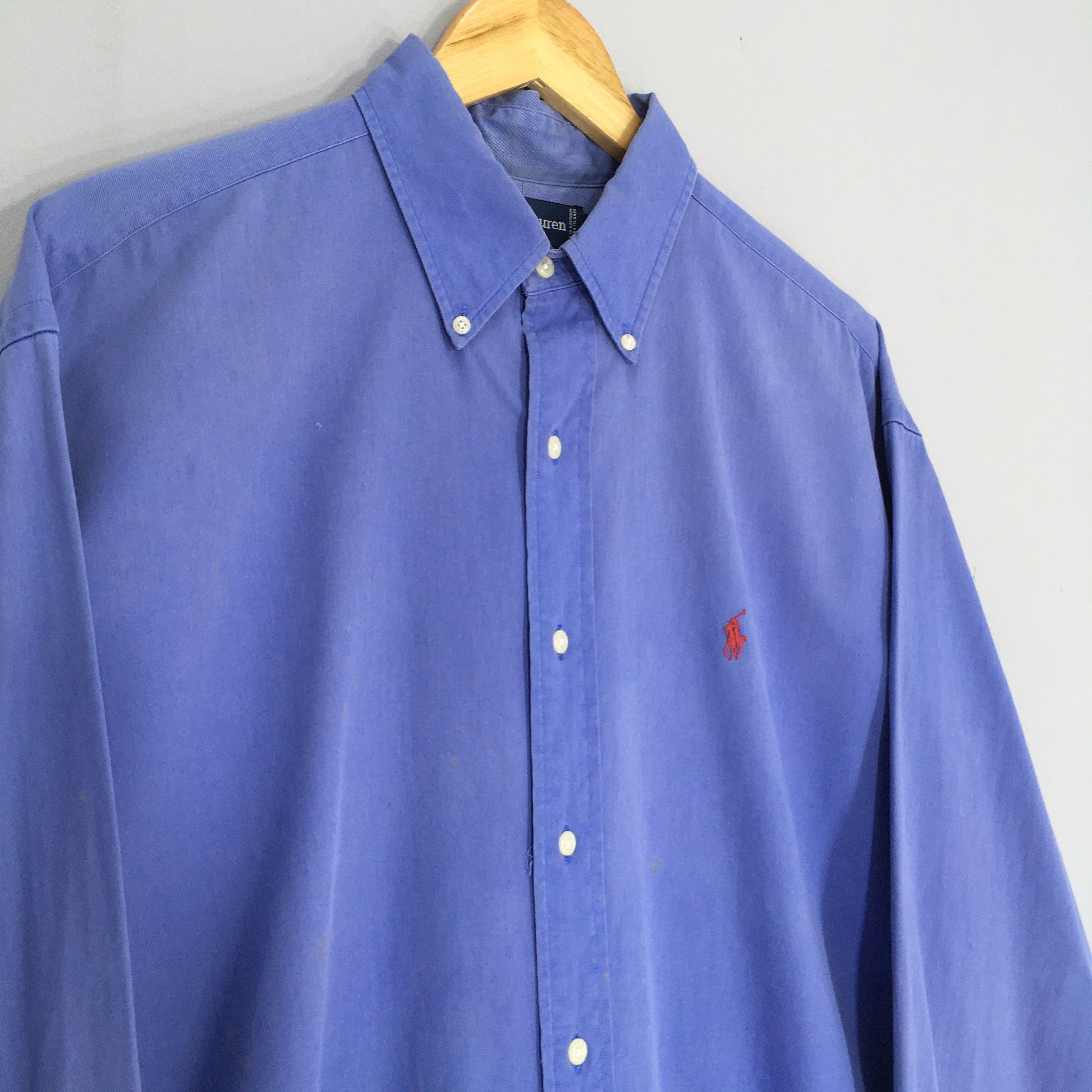 Ralph Lauren Vintage 90s Ralph Lauren Blue Plain Oxfords Shirt Large Size US L / EU 52-54 / 3 - 3 Thumbnail