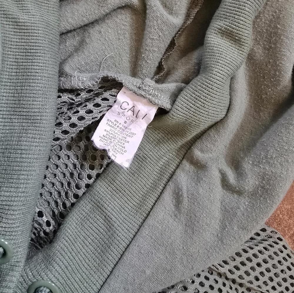 Designer Olive Muted Mesh Detailed CS Cropped Hoodie Size S / US 4 / IT 40 - 3 Thumbnail