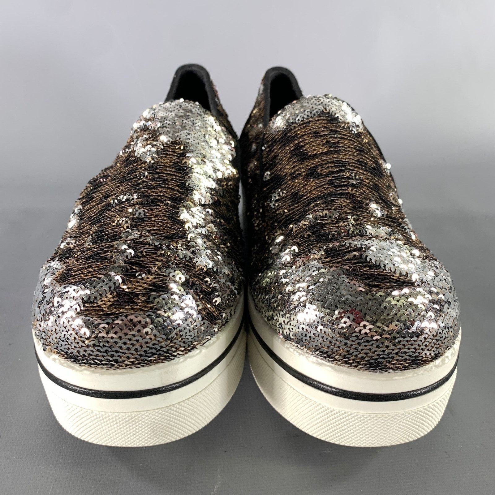 Stella McCartney STELLA McCARTNEY Silver Gold Sequined Slip On Sneakers Size US 9 / IT 39 - 4 Thumbnail