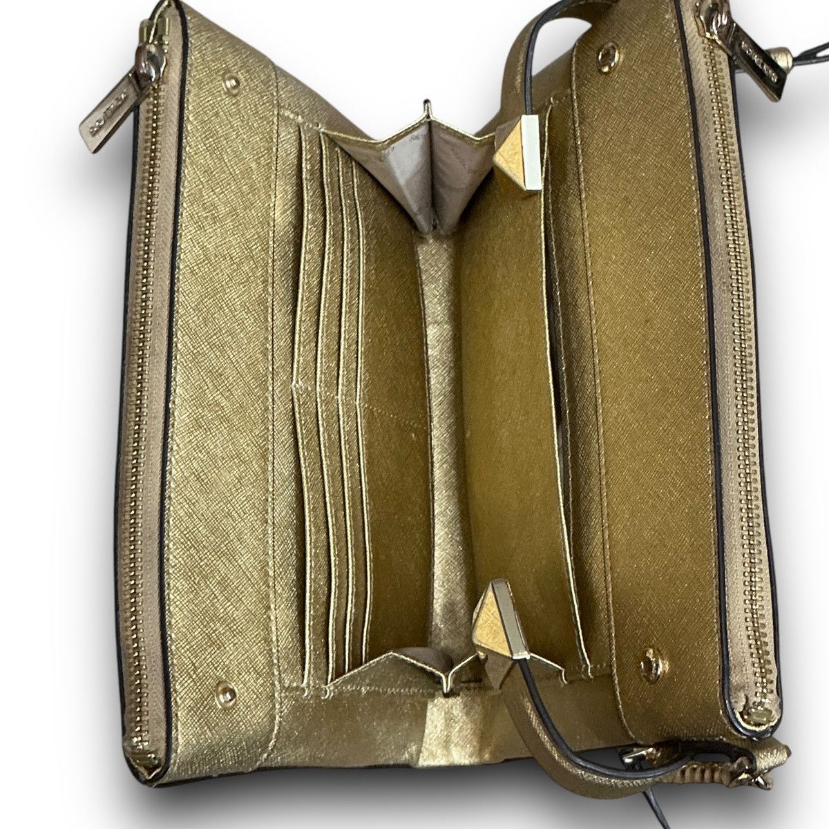Michael Kors Michael Kors Gold Karla Crossbody Handbag Shoulder Bag Tote Size ONE SIZE - 11 Thumbnail