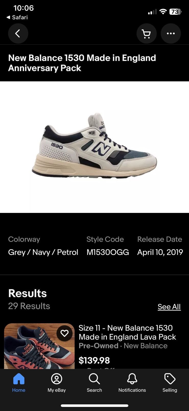 New Balance New Balance 1530 Made in England Anniversary Pack Size US 8.5 / EU 41-42 - 7 Thumbnail