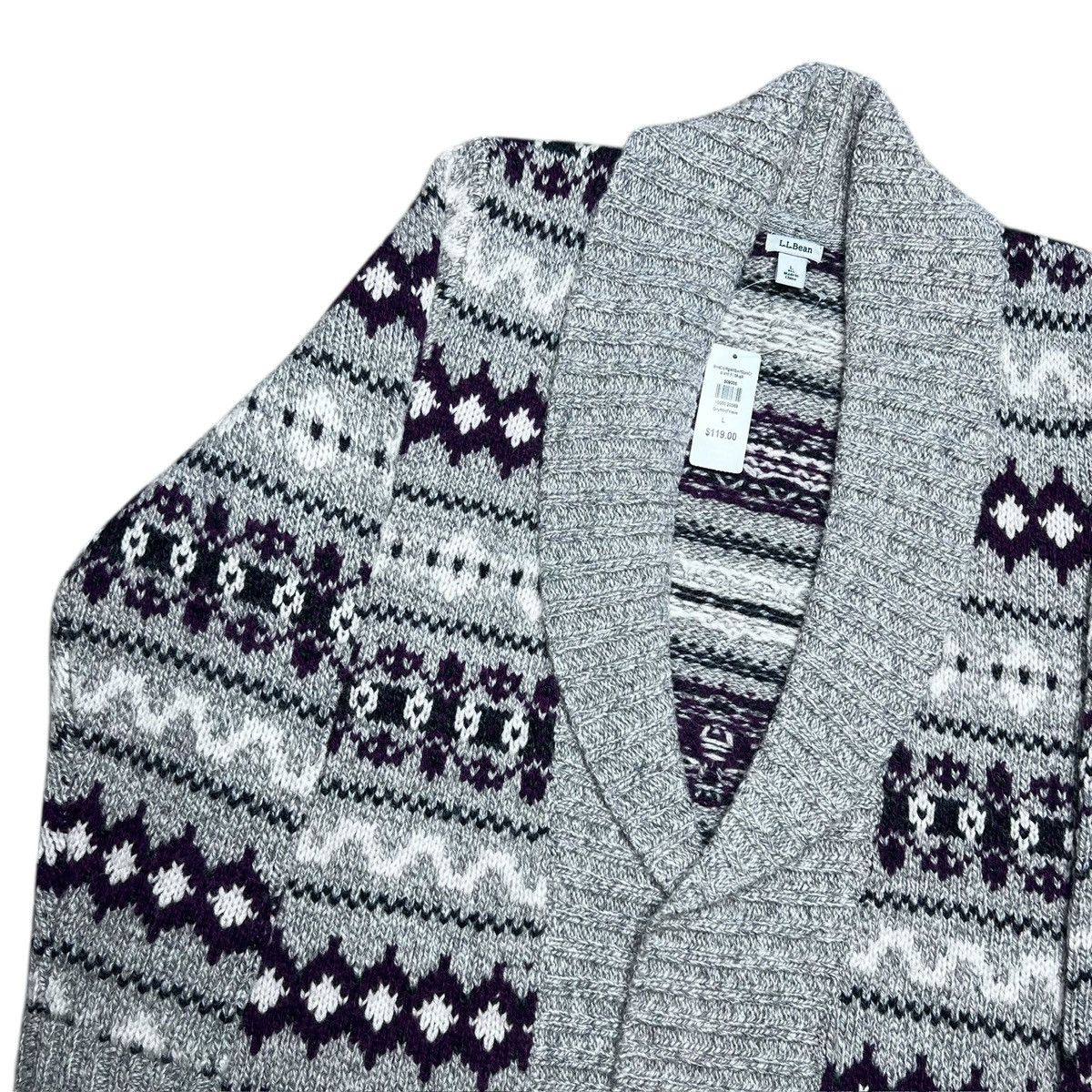 L.L. Bean NWT LL Bean 100% Lambs Wool Fair Isle Long Sweater Cardigan Size L / US 10 / IT 46 - 16 Thumbnail
