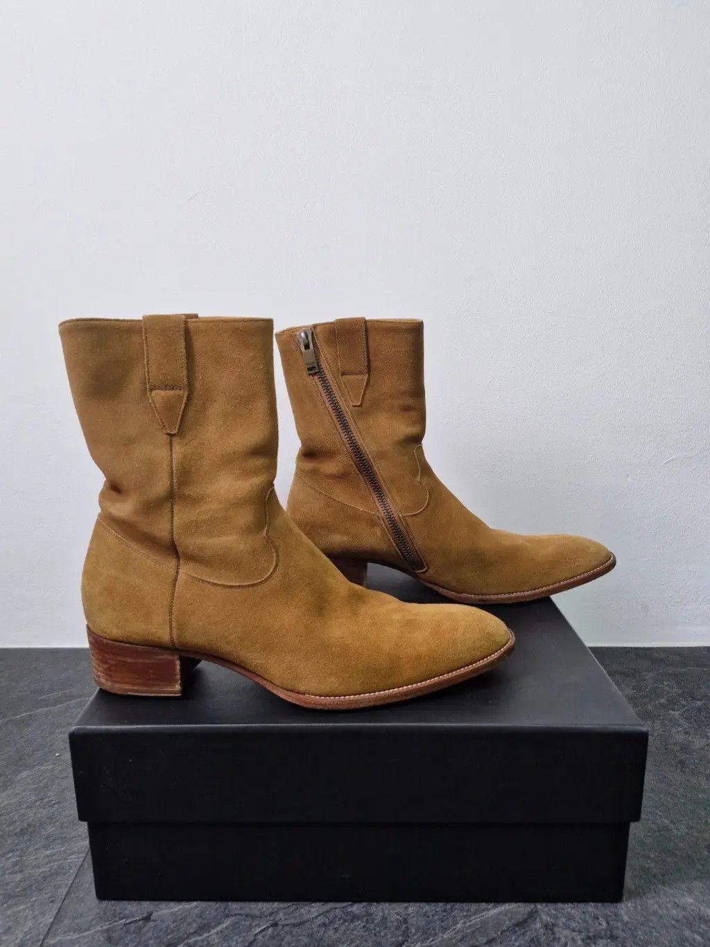 Saint Laurent Paris AW13 Ochre Suede Cowboy Boots Size US 11 / EU 44 - 3 Thumbnail