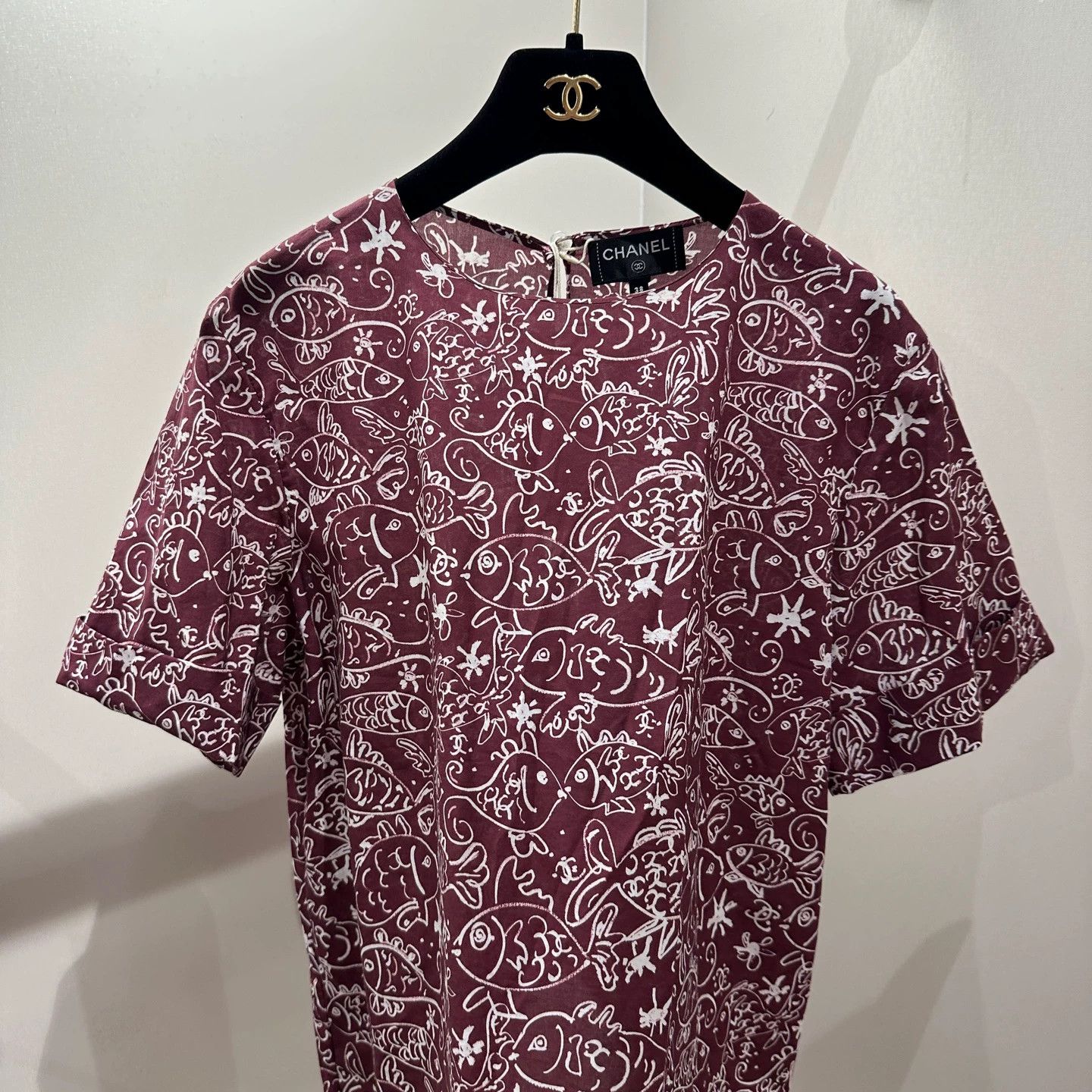 Chanel Chanel 25SS Fish Print Logo T-Shirt 38 Cotton Size S / US 4 / IT 40 - 6 Thumbnail