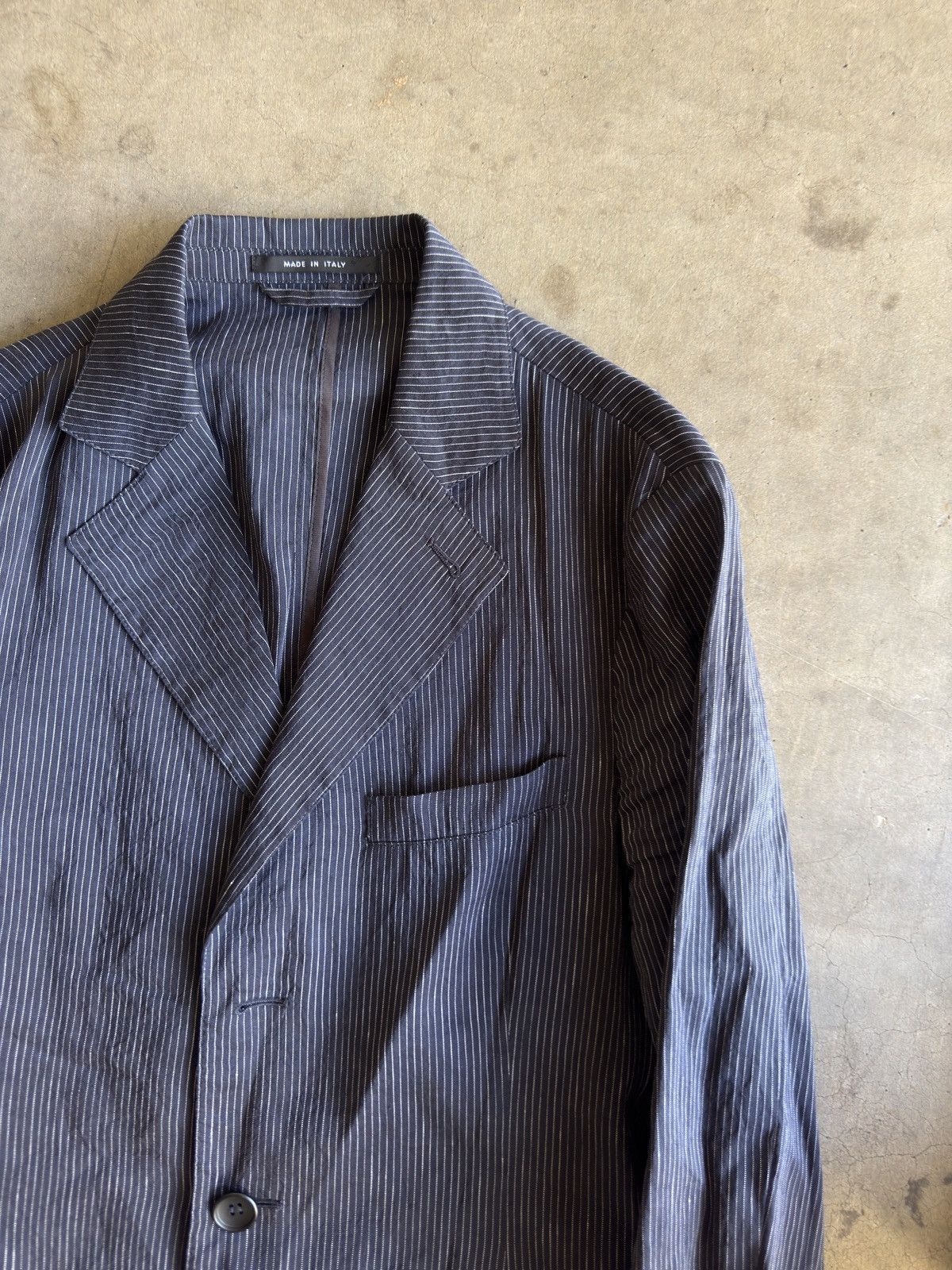 Giorgio Armani Giorgio Armani Black Label Striped Linen & Silk Jacket Size 38R - 3 Thumbnail