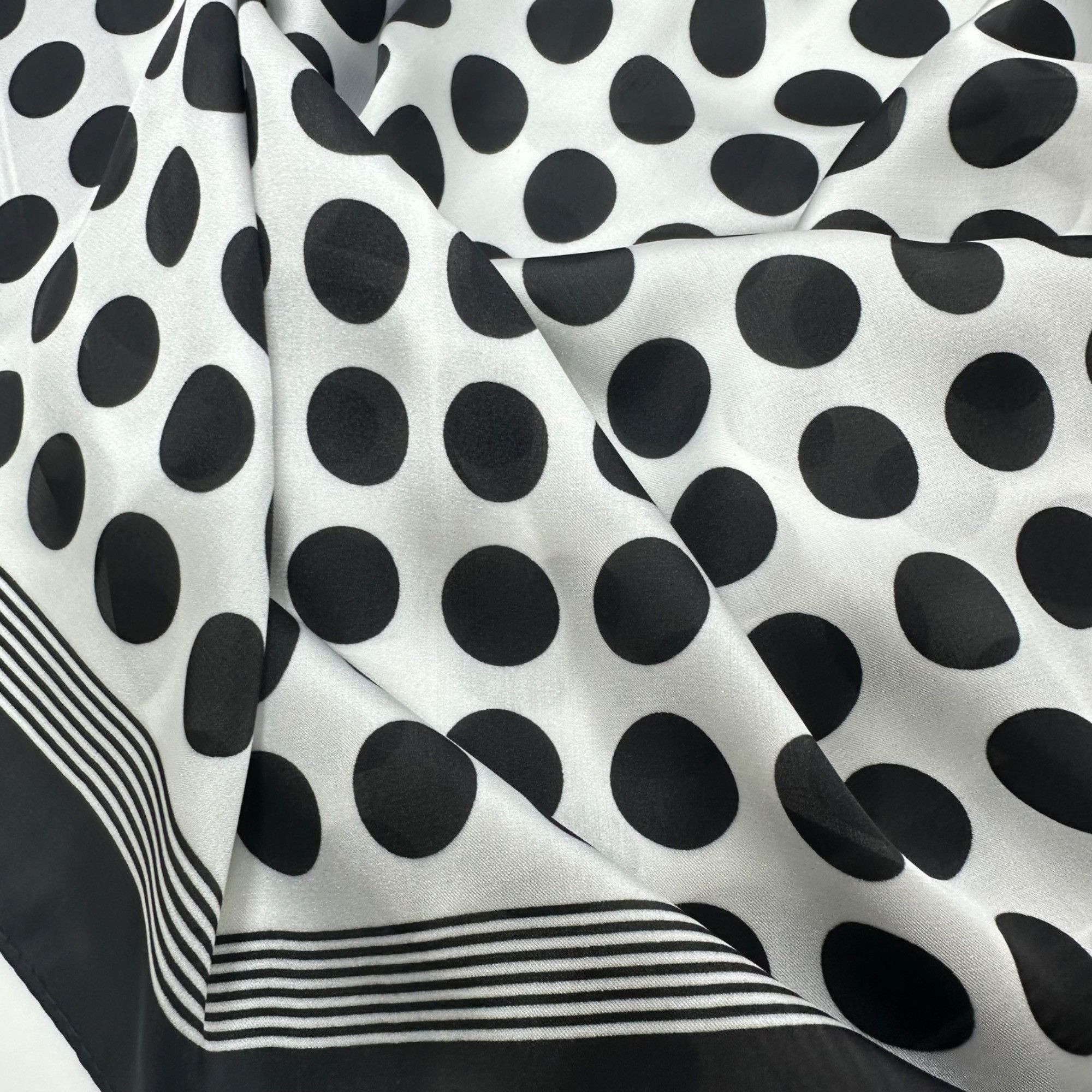 Other ✨Luxurious Retro Chic Silky Scarf Black White Polka Dot Geom Size ONE SIZE - 4 Thumbnail