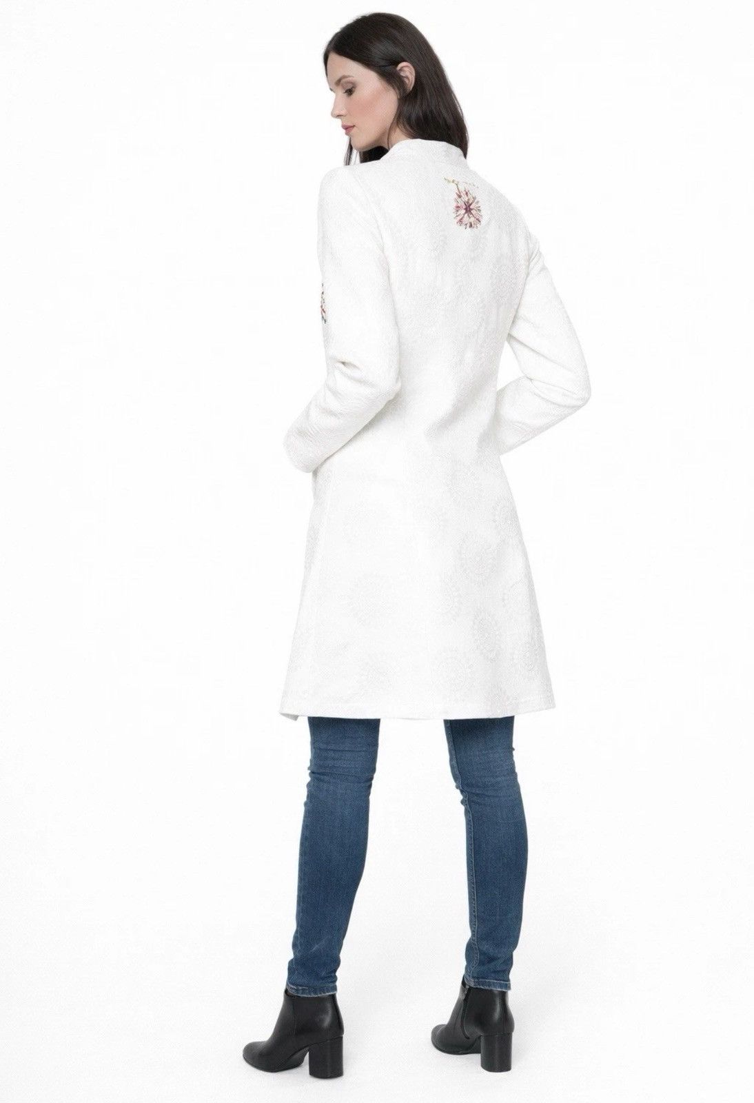 Desigual Desigual Pakaian Jadi Wanita Coat Jacket White Embroidered Size L / US 10 / IT 46 - 2 Thumbnail
