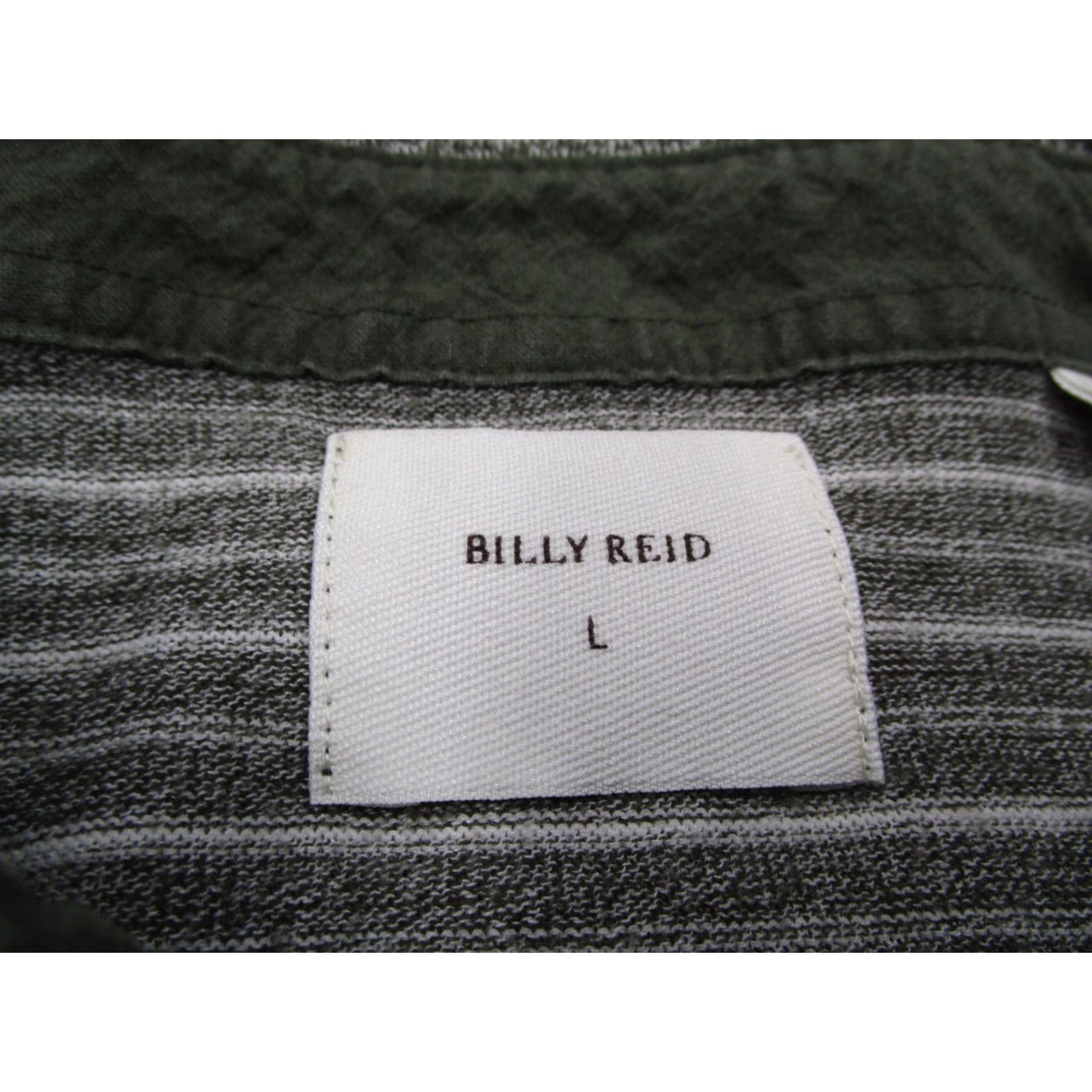 Billy Reid BILLY REID Shirt Mens Large Green Striped Polo Long Sleeve Work Golf Travel Size US L / EU 52-54 / 3 - 3 Thumbnail