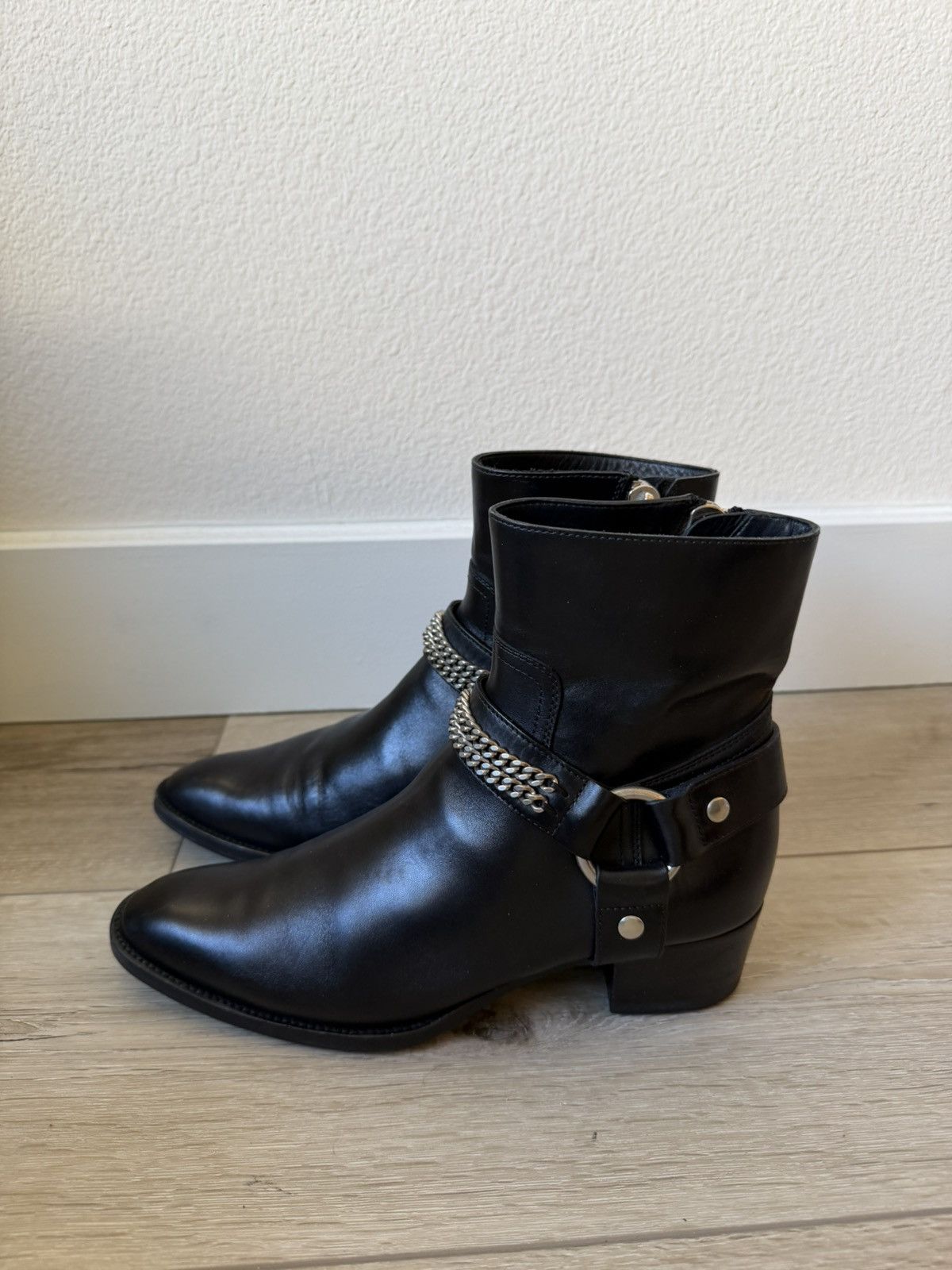 Saint Laurent Paris FW13 Leather Chain Harness Wyatt Boots 37.5 Size US 7.5 / IT 37.5 - 4 Thumbnail