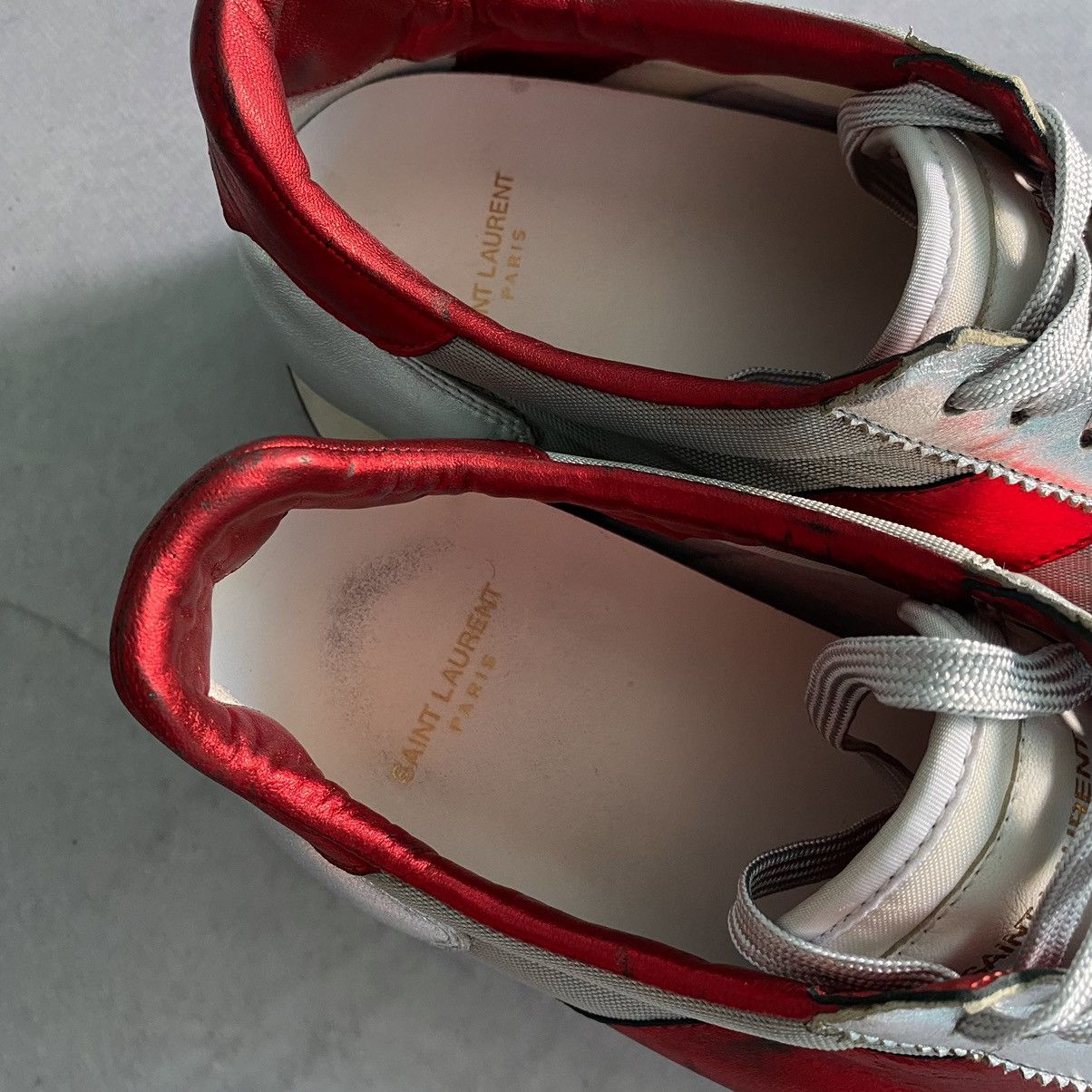 Designer × Saint Laurent Paris Saint Laurent Paris Silver/Red Sneakers Shoes Size US 12 / EU 45 - 13 Thumbnail