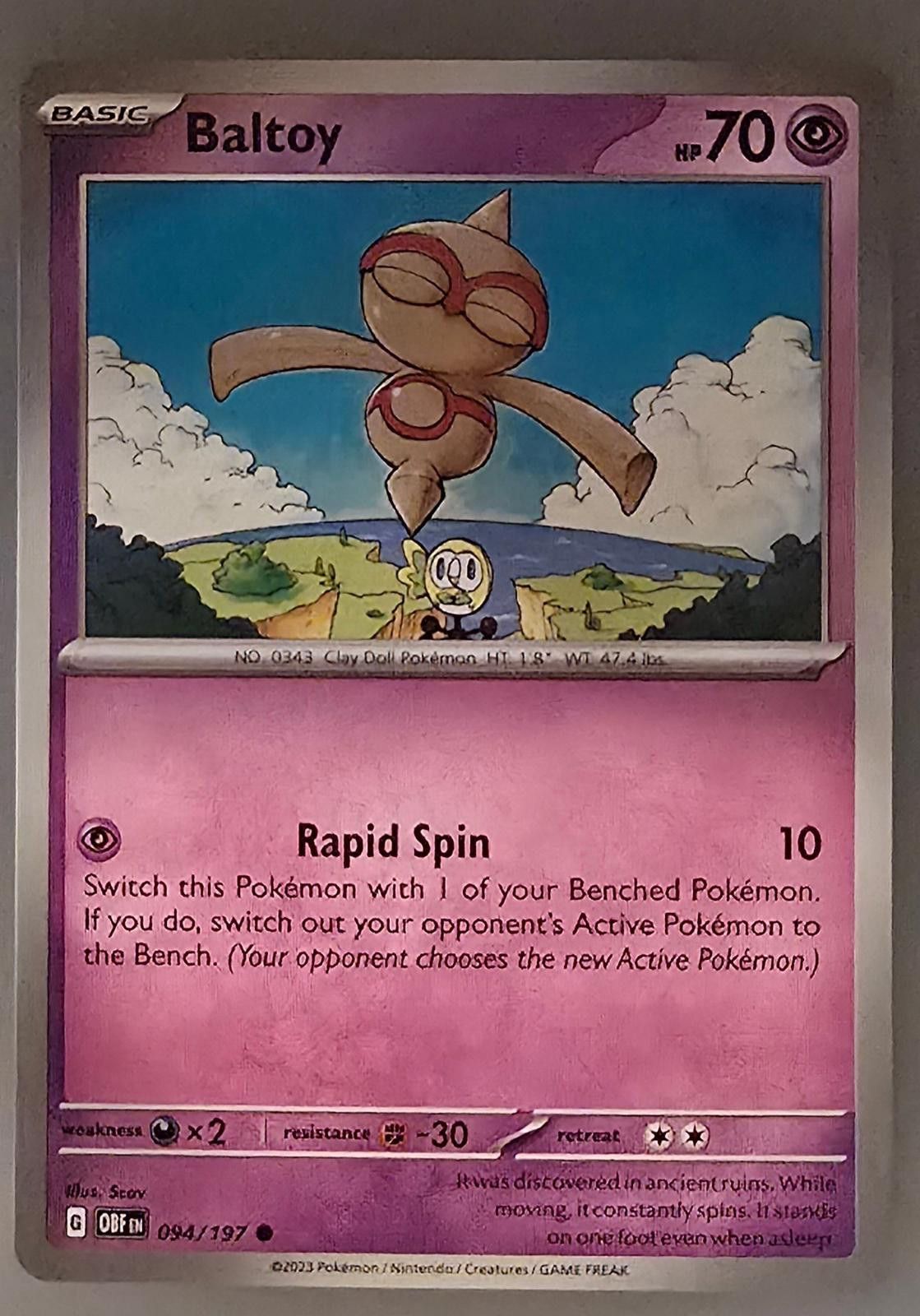 Pokemon Baltoy trading card Pokémon Obsidian Flames set. Size ONE SIZE - 1 Thumbnail