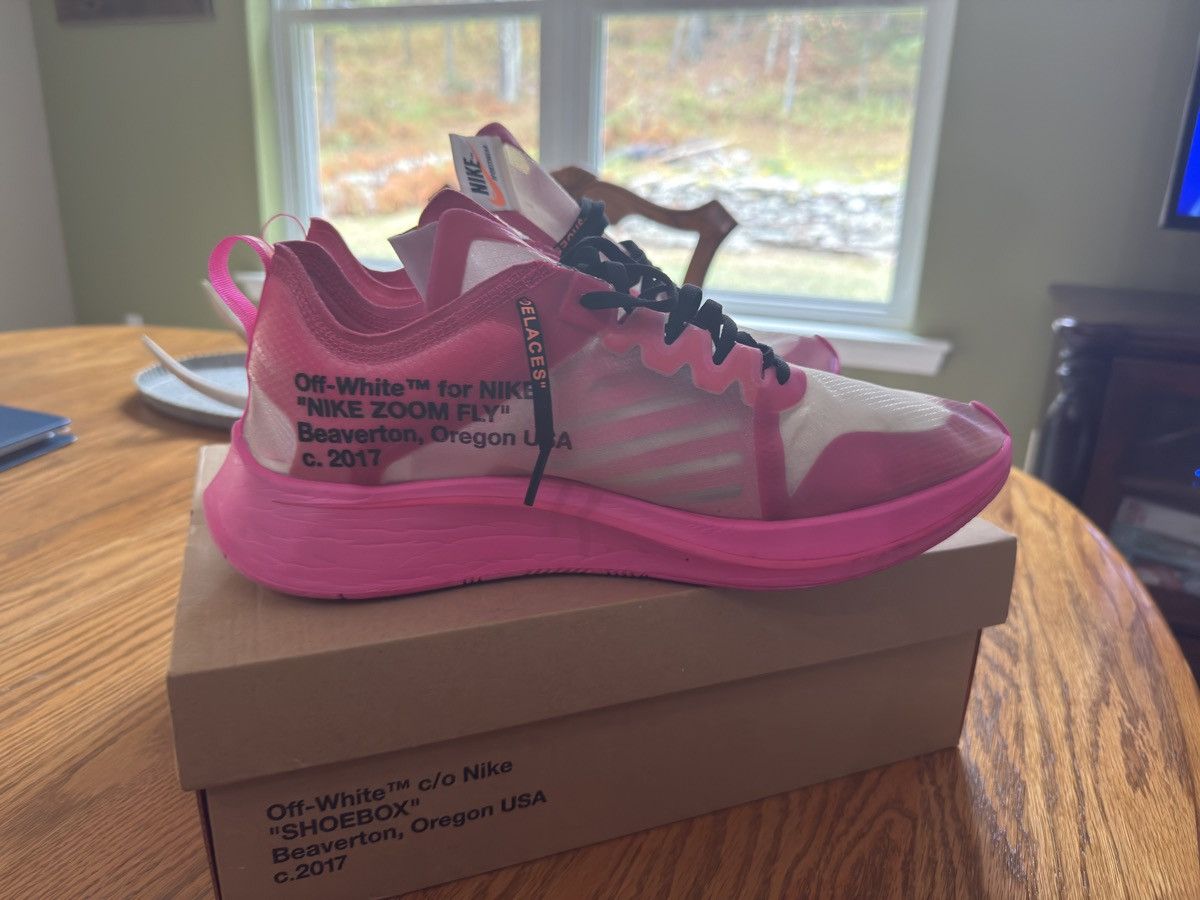 Nike × Off-White Pink tulip off white zoom fly Size US 12 / EU 45 - 4 Thumbnail