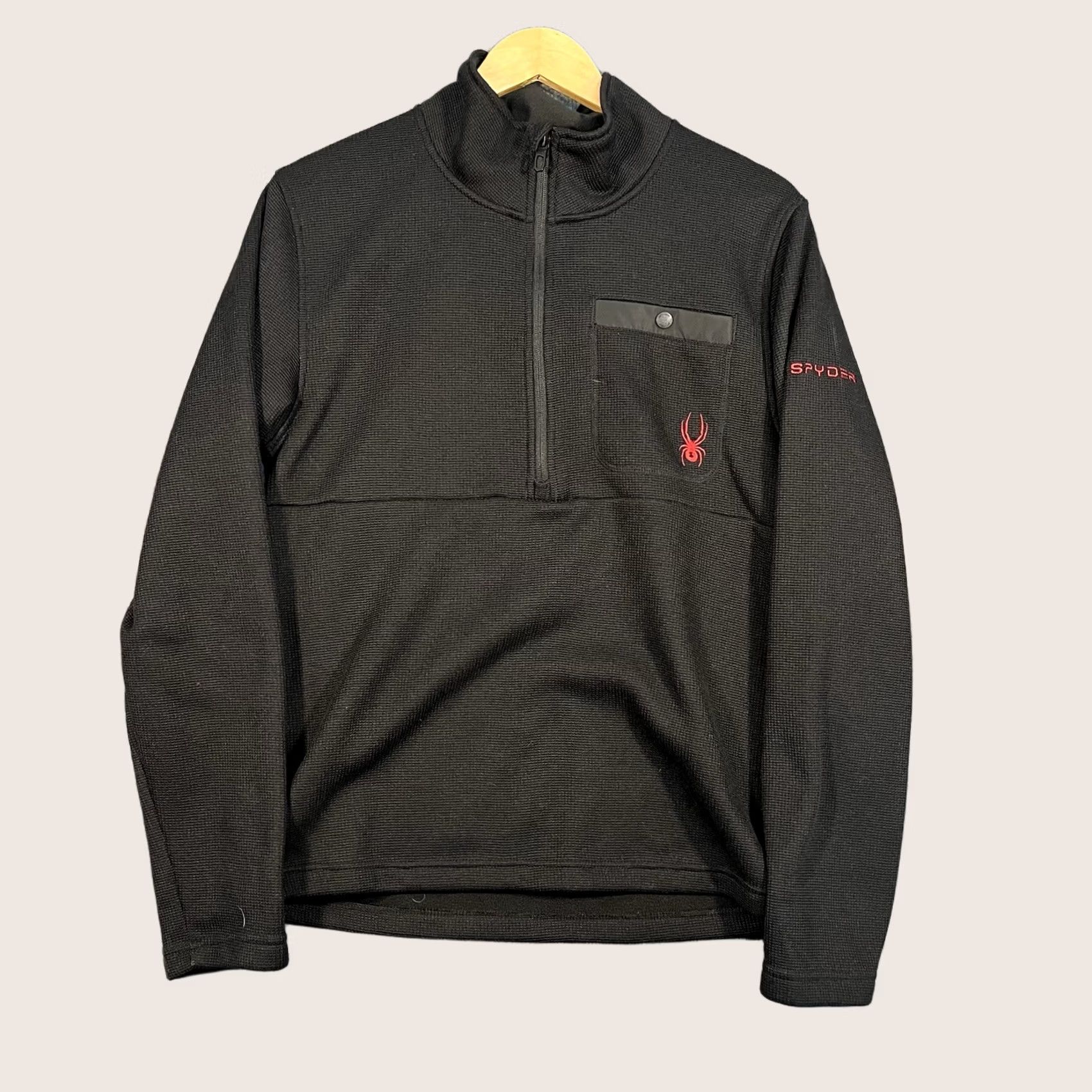 Spyder Spyder Pullover Mens Small Black Half Zip Fleece Ski Sweater Outdoor Waffle Knit Size US S / EU 44-46 / 1 - 1 Thumbnail