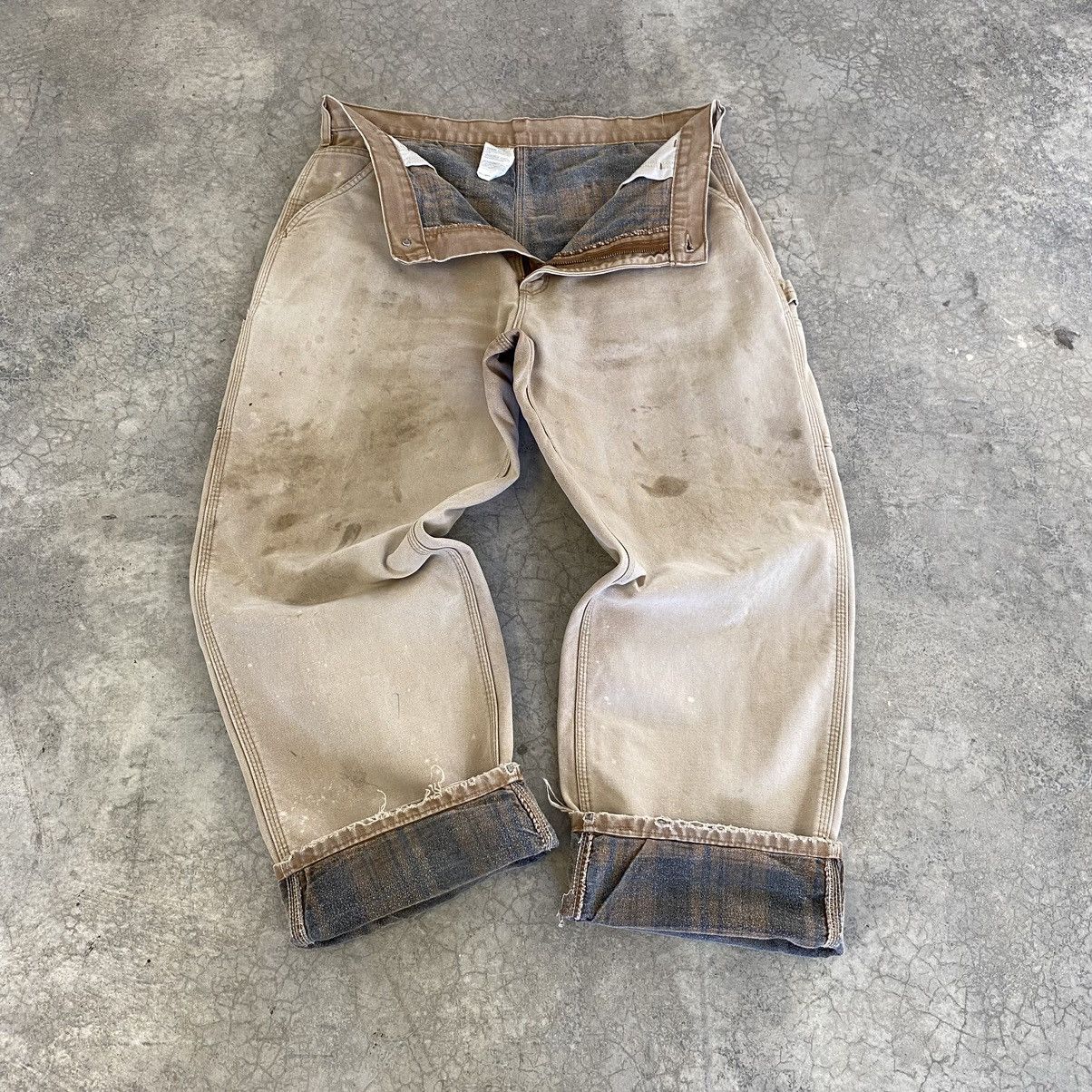 Carhartt VTG Carhartt Blanket Lined Distressed Dirty Carpenter Pants Size US 36 / EU 52 - 2 Thumbnail
