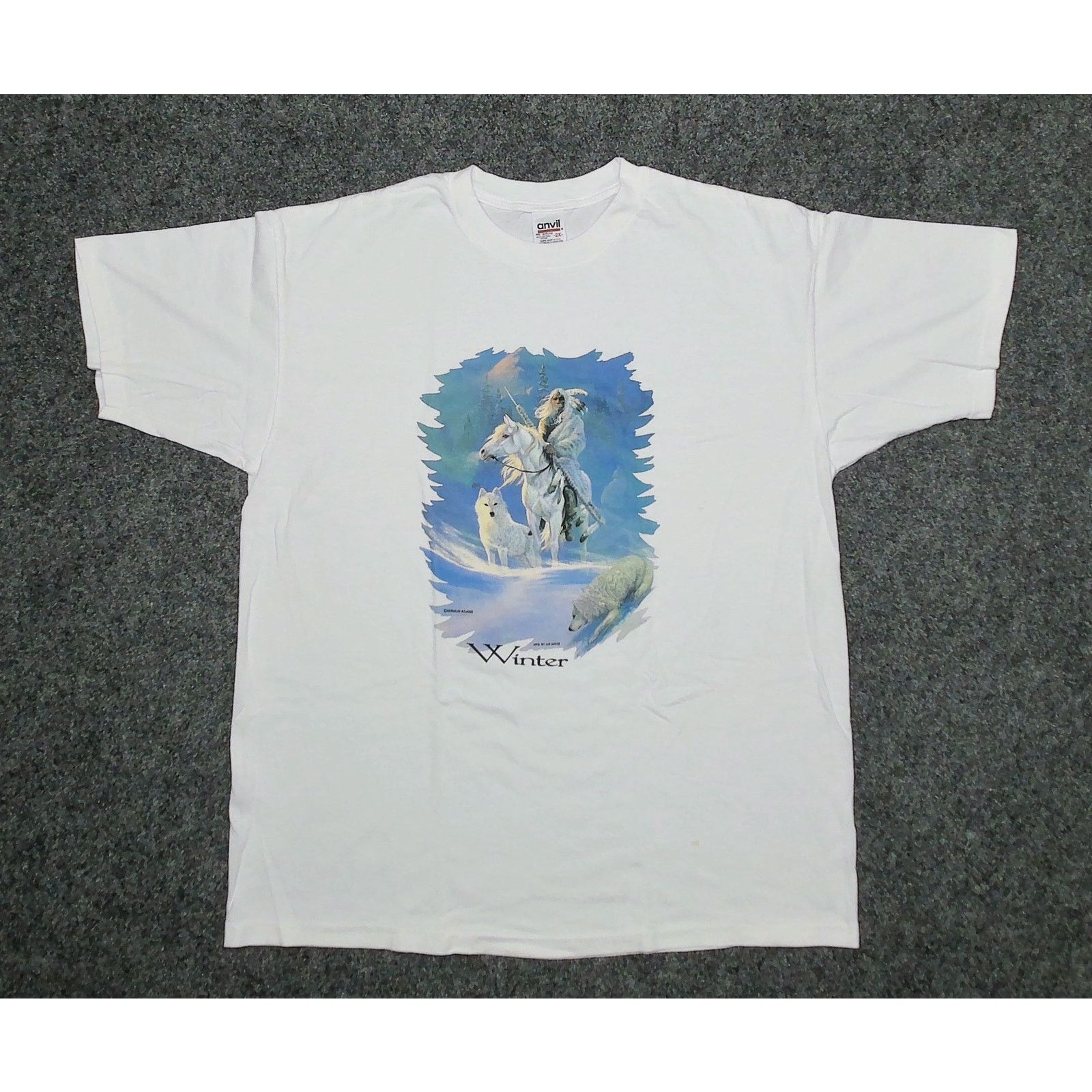 Anvil Vintage | 90s Hermon Adams "Winter" Single Stitch Art Tee Size US XL / EU 56 / 4 - 3 Thumbnail