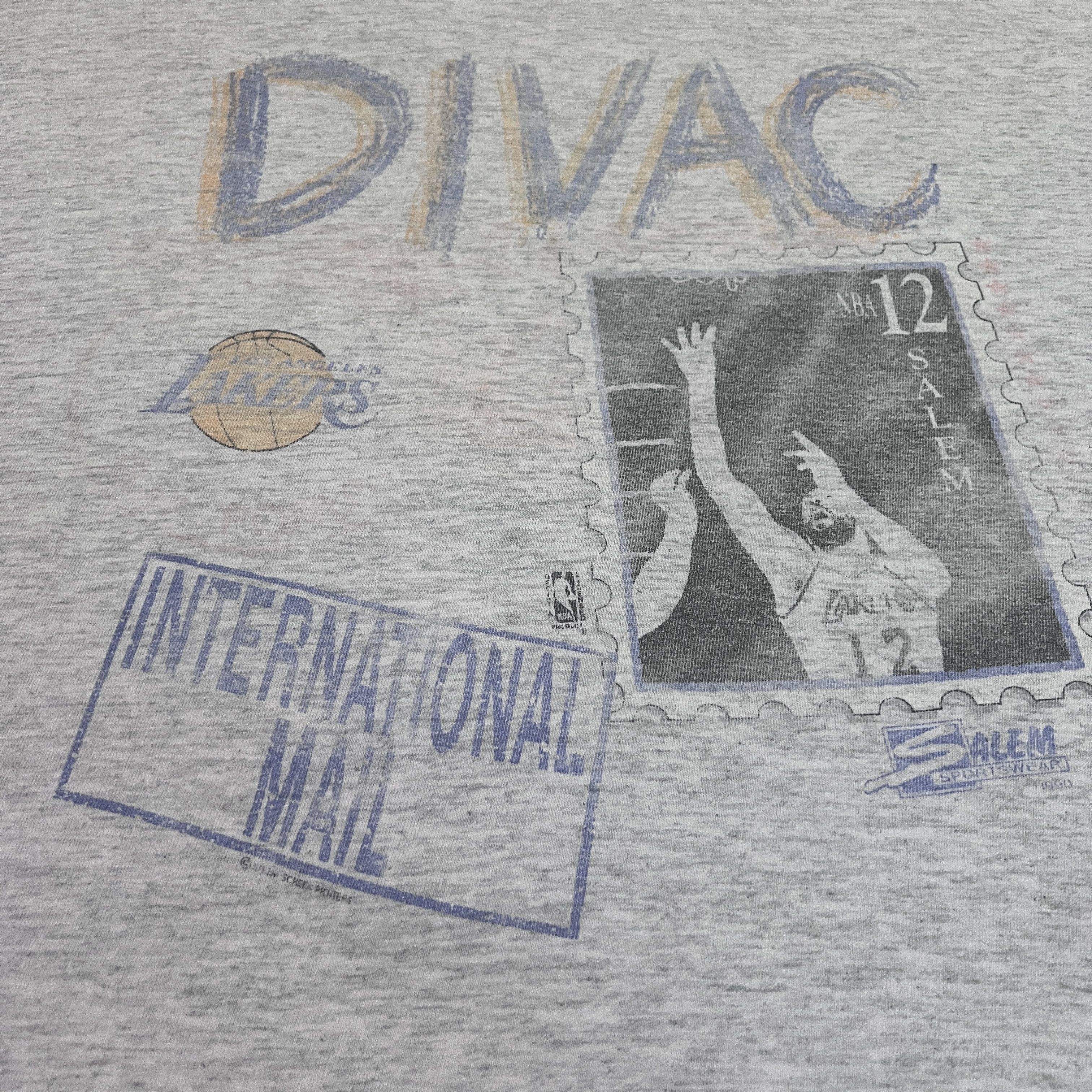 NBA Vintage 90s Divac LA Lakers Distressed Faded Thrashed Tee Size US XL / EU 56 / 4 - 3 Thumbnail