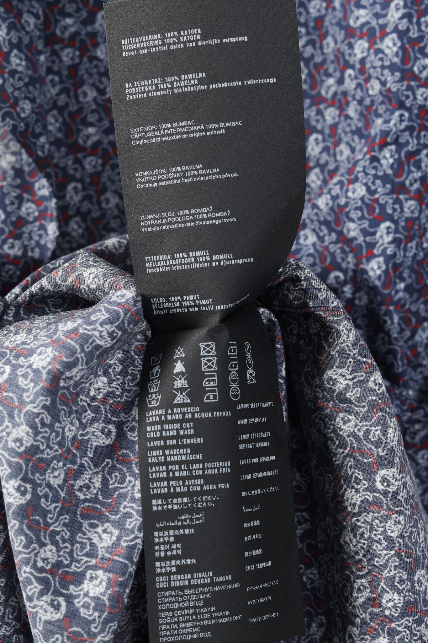 Prada Prada Navy Lion-Print Cotton Short-Sleeve Button-Up Shirt Size US L / EU 52-54 / 3 - 13 Thumbnail