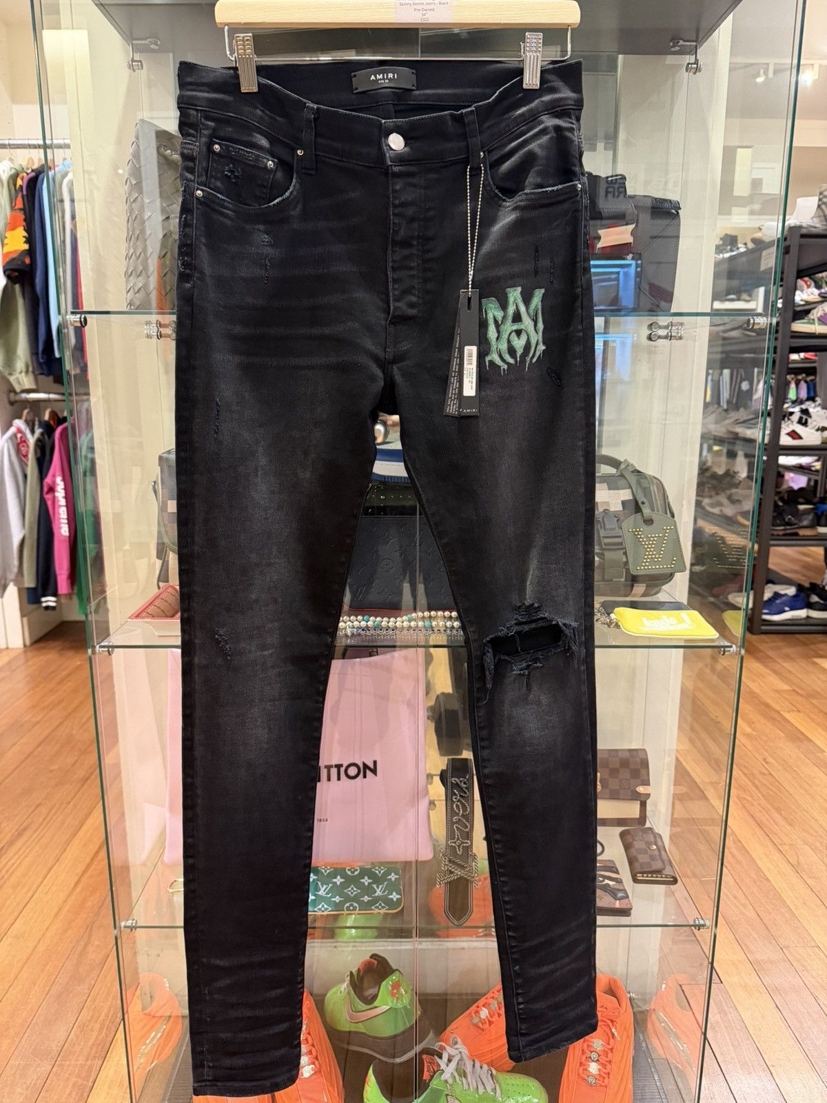 Amiri Amiri Watercolor Logo Ripped Denim Jeans Size US 34 / EU 50 - 1 Thumbnail