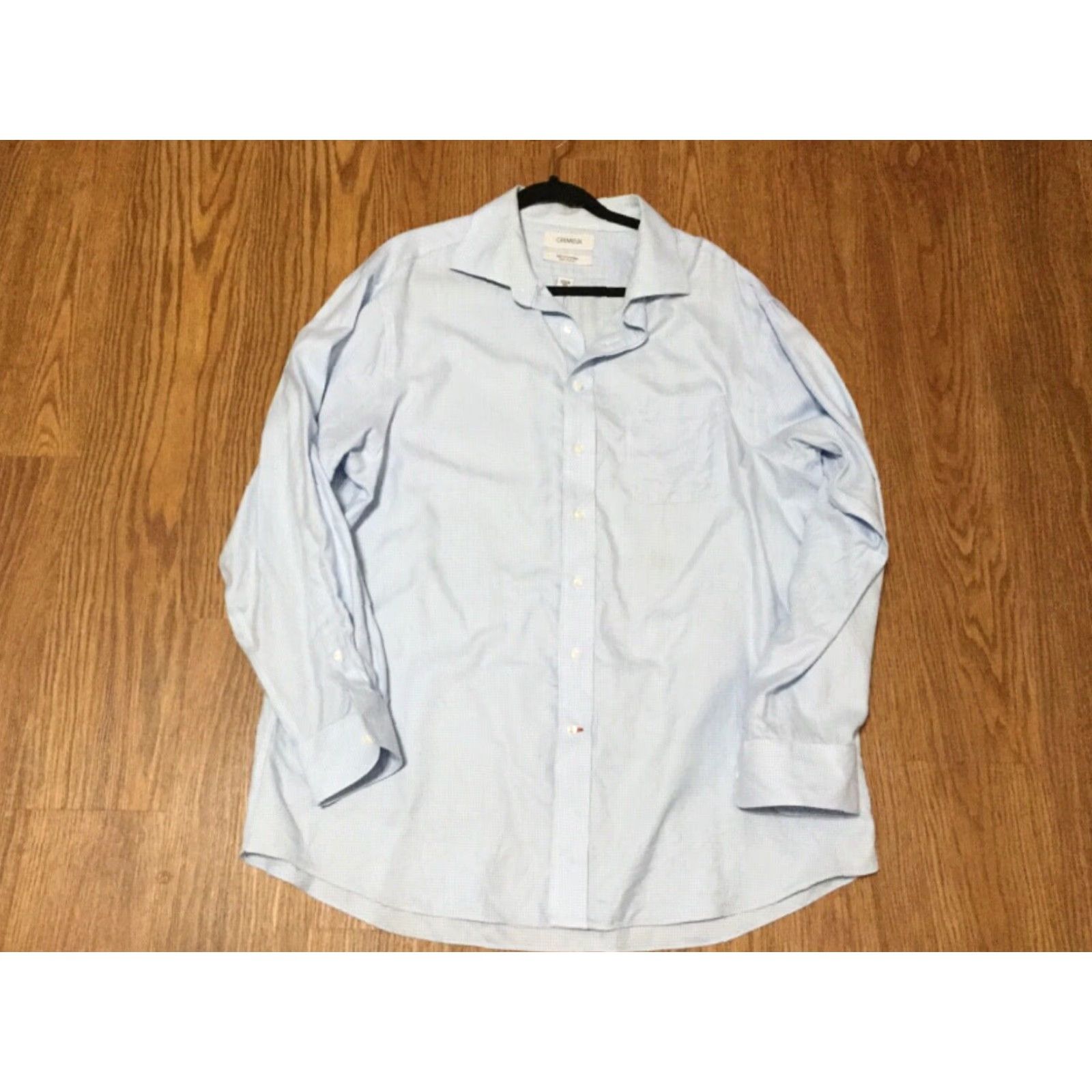 Cremieux Cremieux Dress Shirt Men Blue Check 17 1/2 x 35 AS IS Classic Fit Cotton Size 46R - 2 Thumbnail
