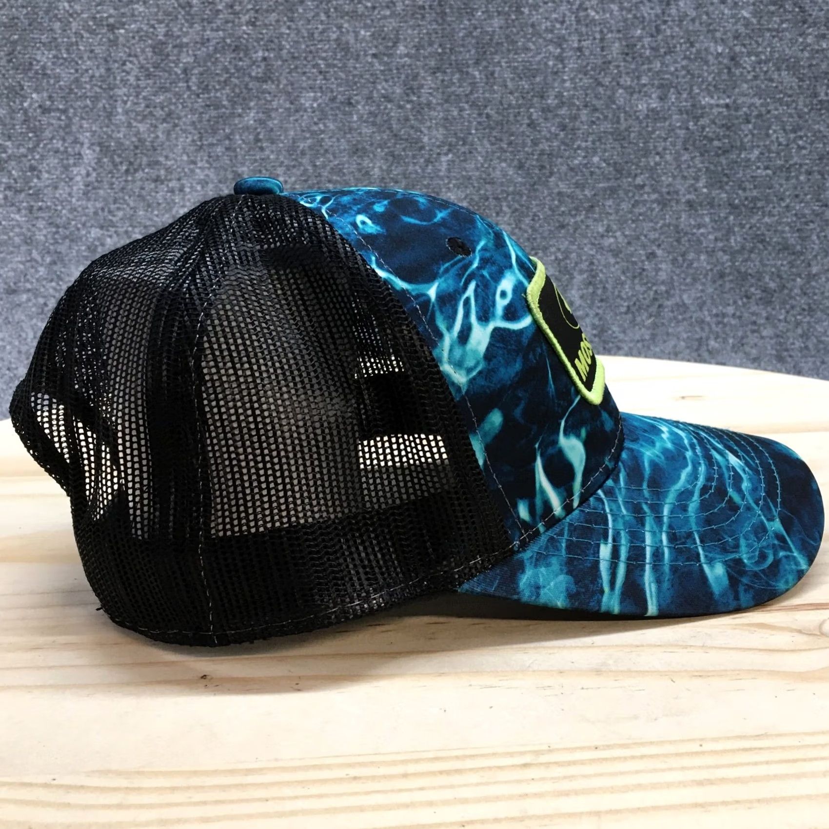Vintage Mossy Oak Fishing Trucker Hat Mens Black Blue OS Curved Brim Embroidered Logo Size ONE SIZE - 5 Thumbnail