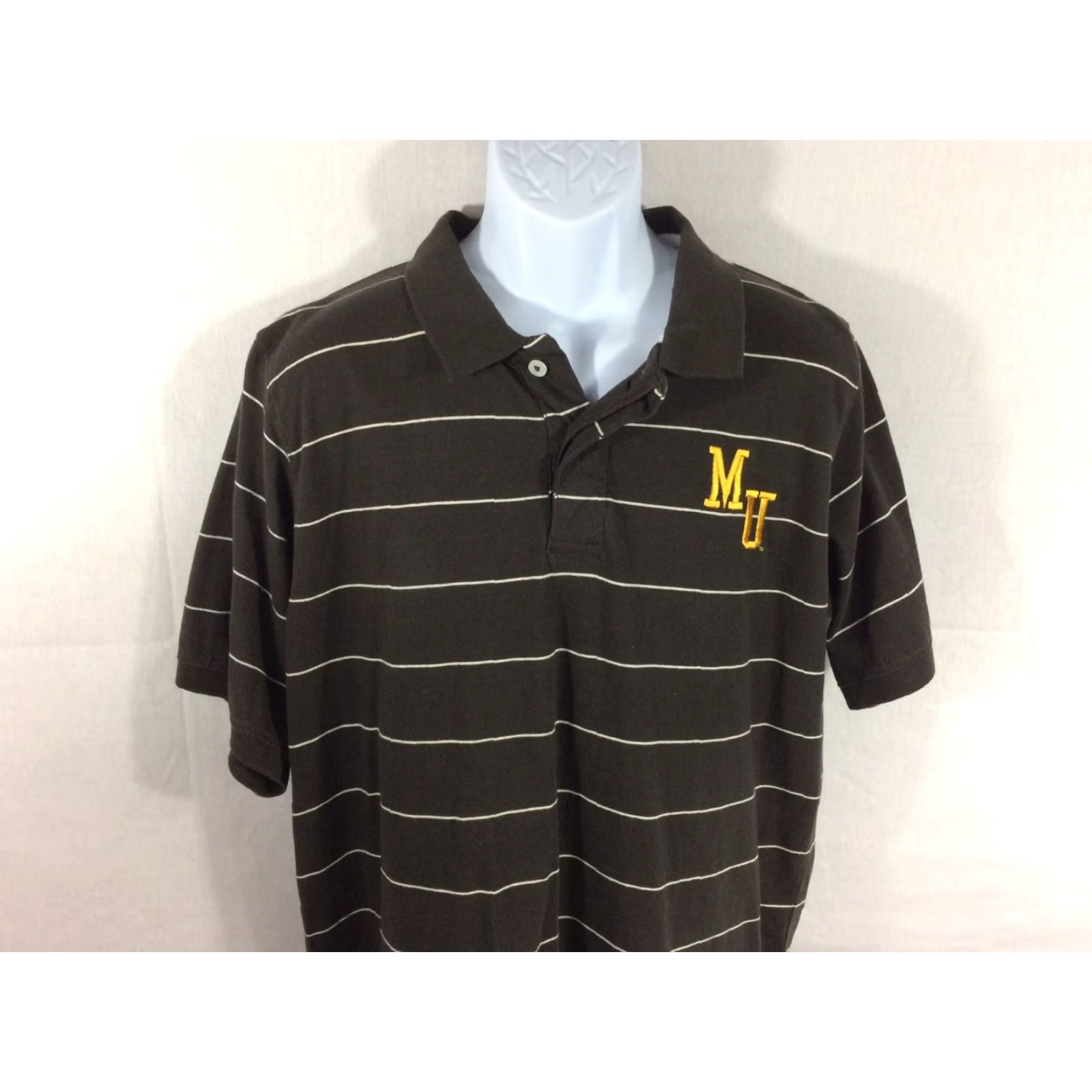 Vintage VINTAGE Missouri MU Tigers Polo Shirt XL NWT Sewn Logo Brown Striped Mens Shirt Polo XL Brown Tigers Missouri NWT Sewn Logo Size US XL / EU 56 / 4 - 3 Thumbnail