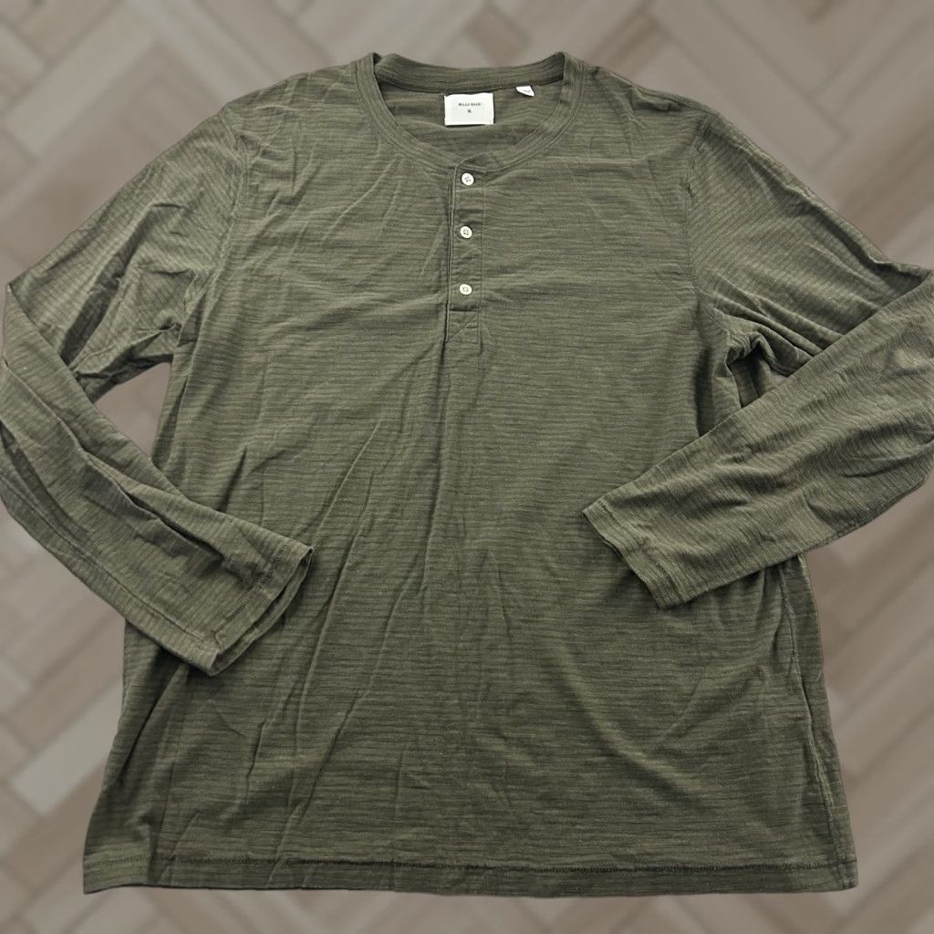 Billy Reid Billy Reid Long Sleeve Striped Button-Up Henley Shirt Men's XL Green Size US XL / EU 56 / 4 - 1 Thumbnail