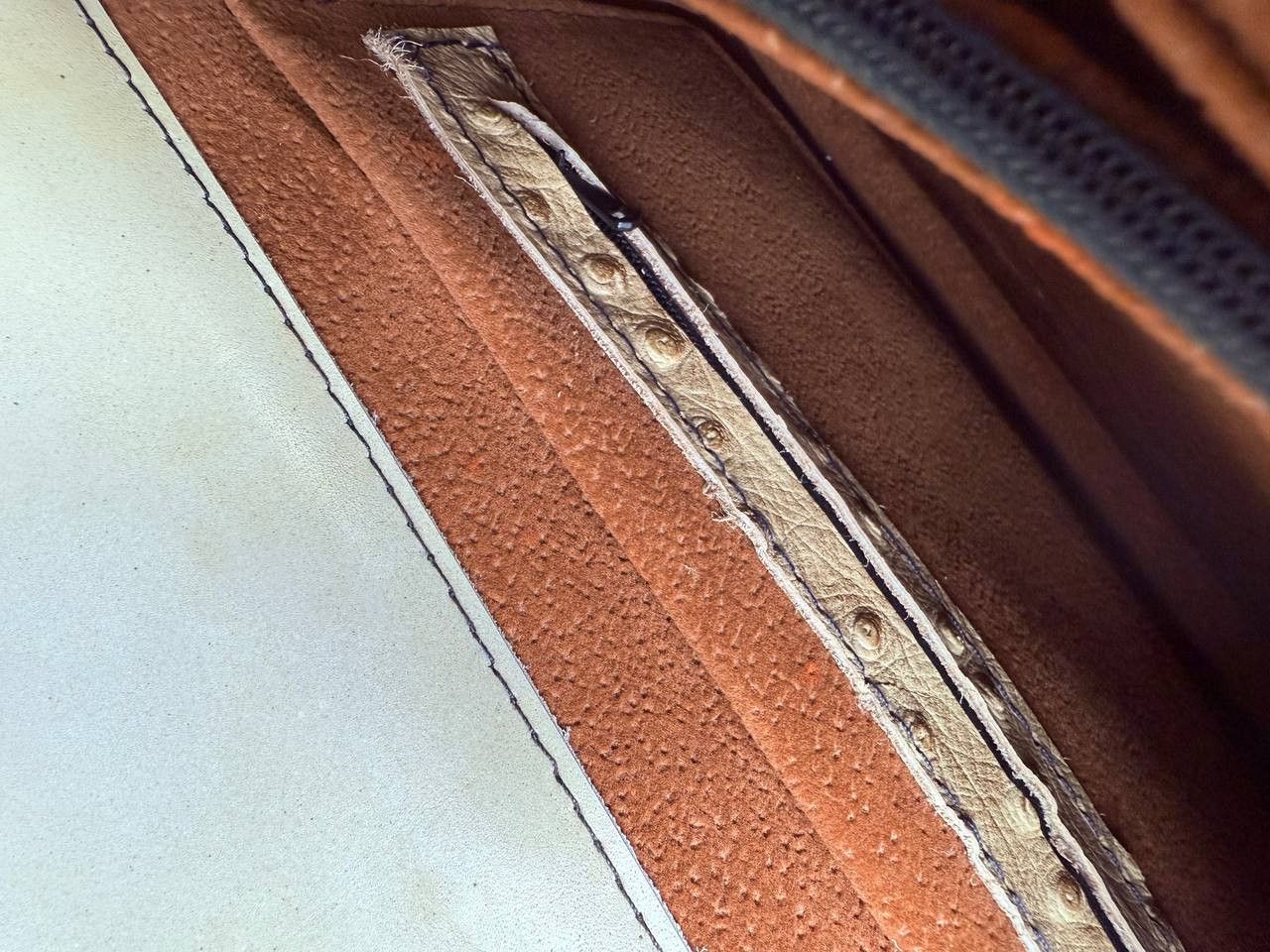 Leather Classic Beige 1990 OSTRICH Skin Handbag Coin Purse Size ONE SIZE - 16 Thumbnail