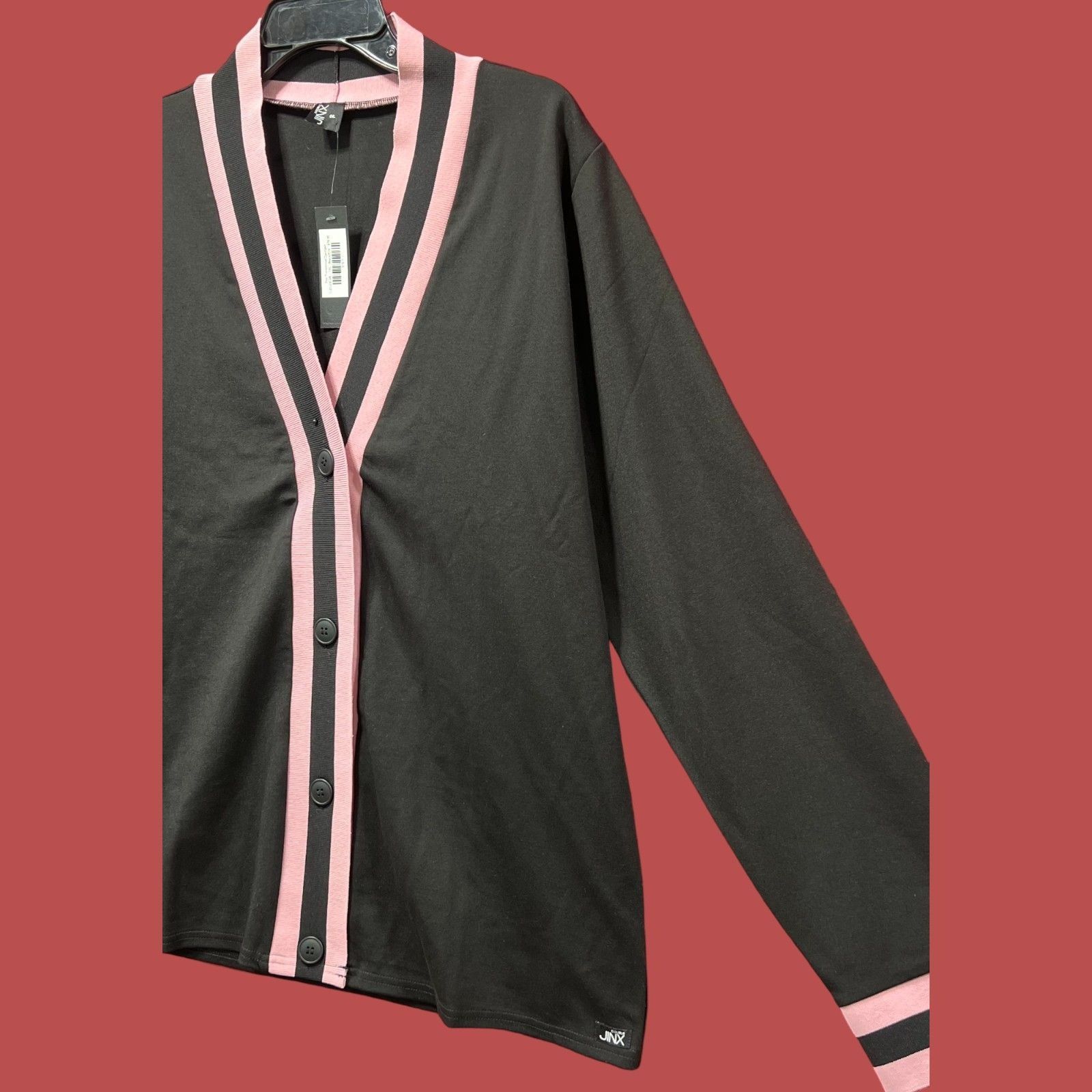 Other Double Jinx - Women's Striped-Edge Cardigan Sweater - Black/ Size XL / US 12-14 / IT 48-50 - 13 Thumbnail