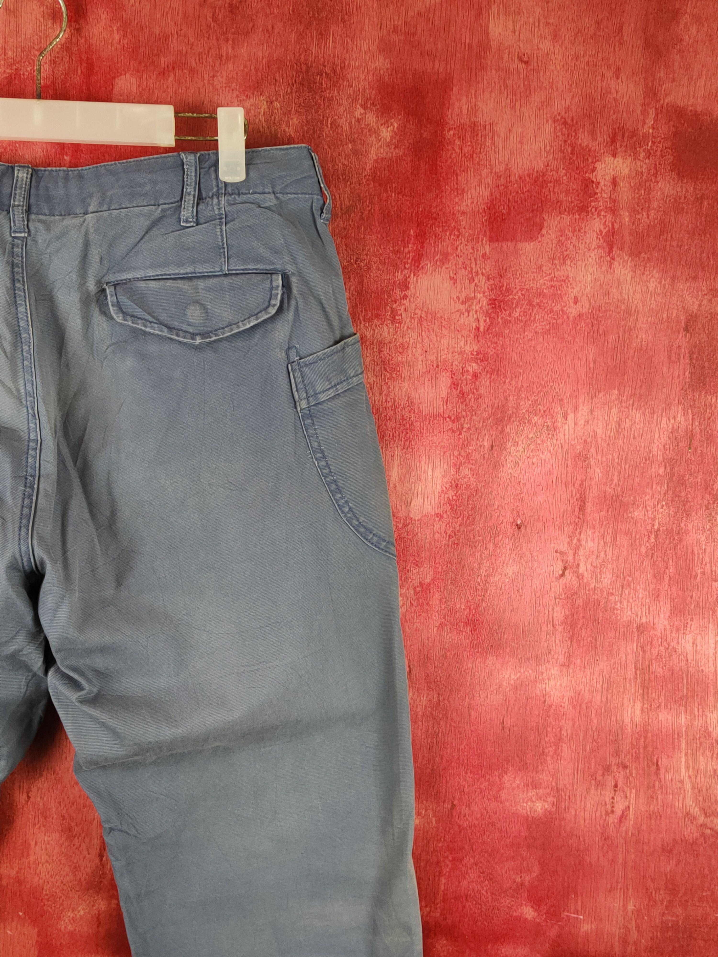 Japanese Brand Coen Blue Faded Multipocket Tactical Cargo Pants #S1763 Size US 33 - 10 Thumbnail
