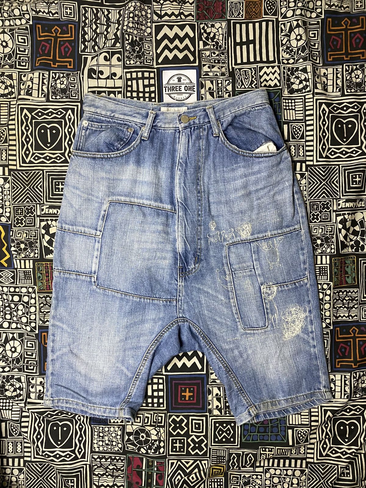 Ne-net issey miyake patcwork art jeans