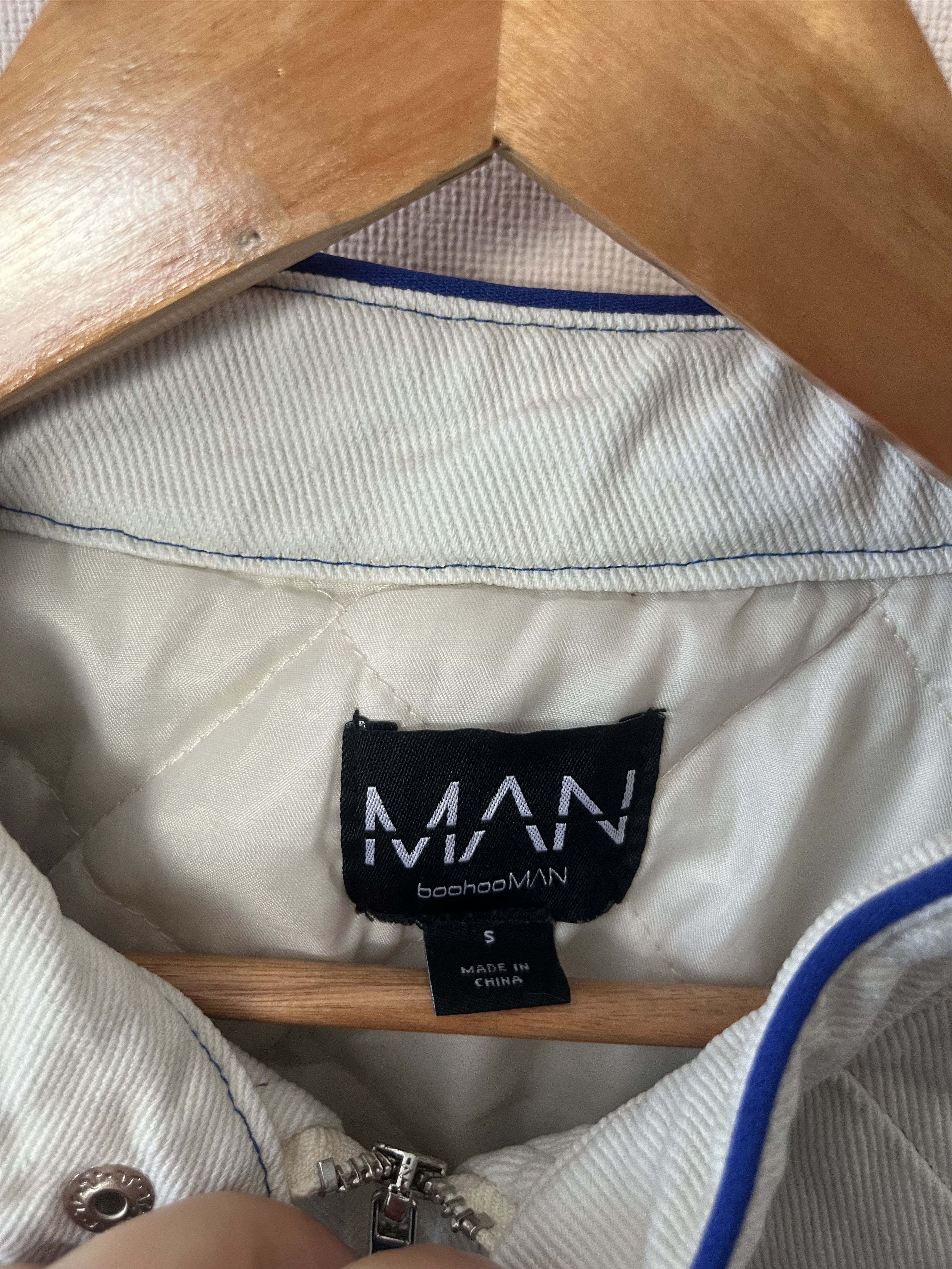 Boohoo Boohooman Racing Bomber Jacket White Blue Size S Size US S / EU 44-46 / 1 - 14 Thumbnail