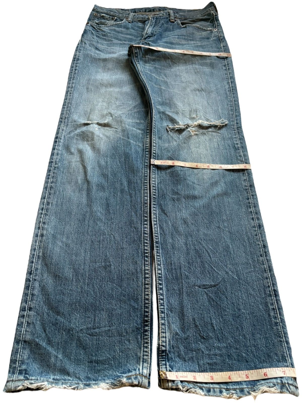 LVC × Levi's × Levi's Vintage Clothing Vintage 90s Levis 502 Mud Wash Distressed Ripped Jeans Size US 31 - 14 Thumbnail