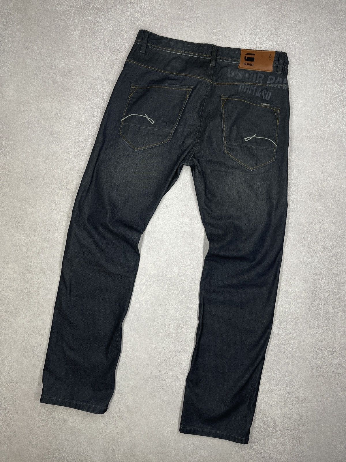 G-Star Mens G Star Raw Bladeloose Kraft Embro Jeans Navy Big Logo Size US 34 / EU 50 - 1 Thumbnail