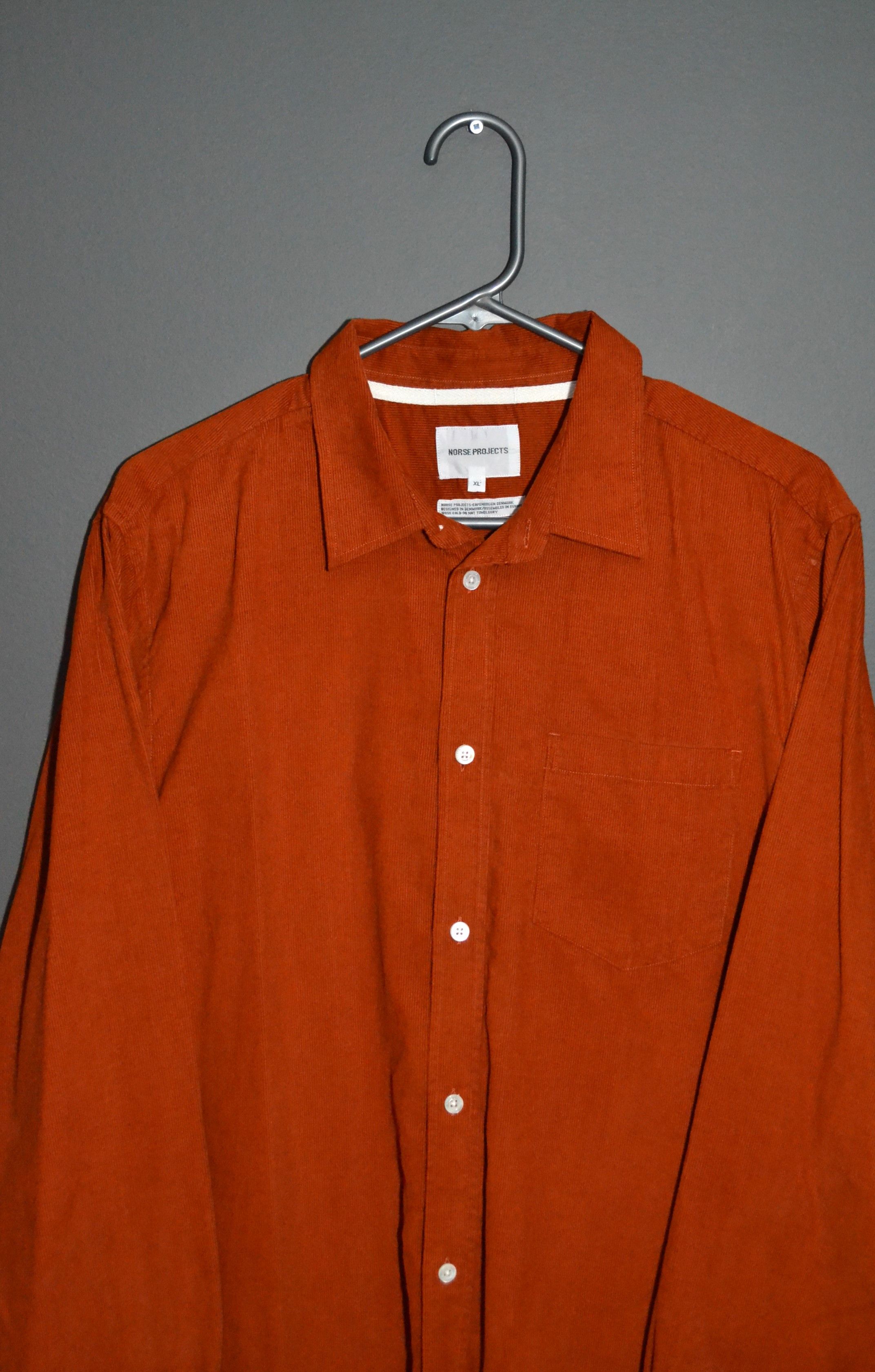 Norse Projects Norse Projects Osvald Corduroy Cadmium Orange Shirt XL Size US XL / EU 56 / 4 - 1 Thumbnail