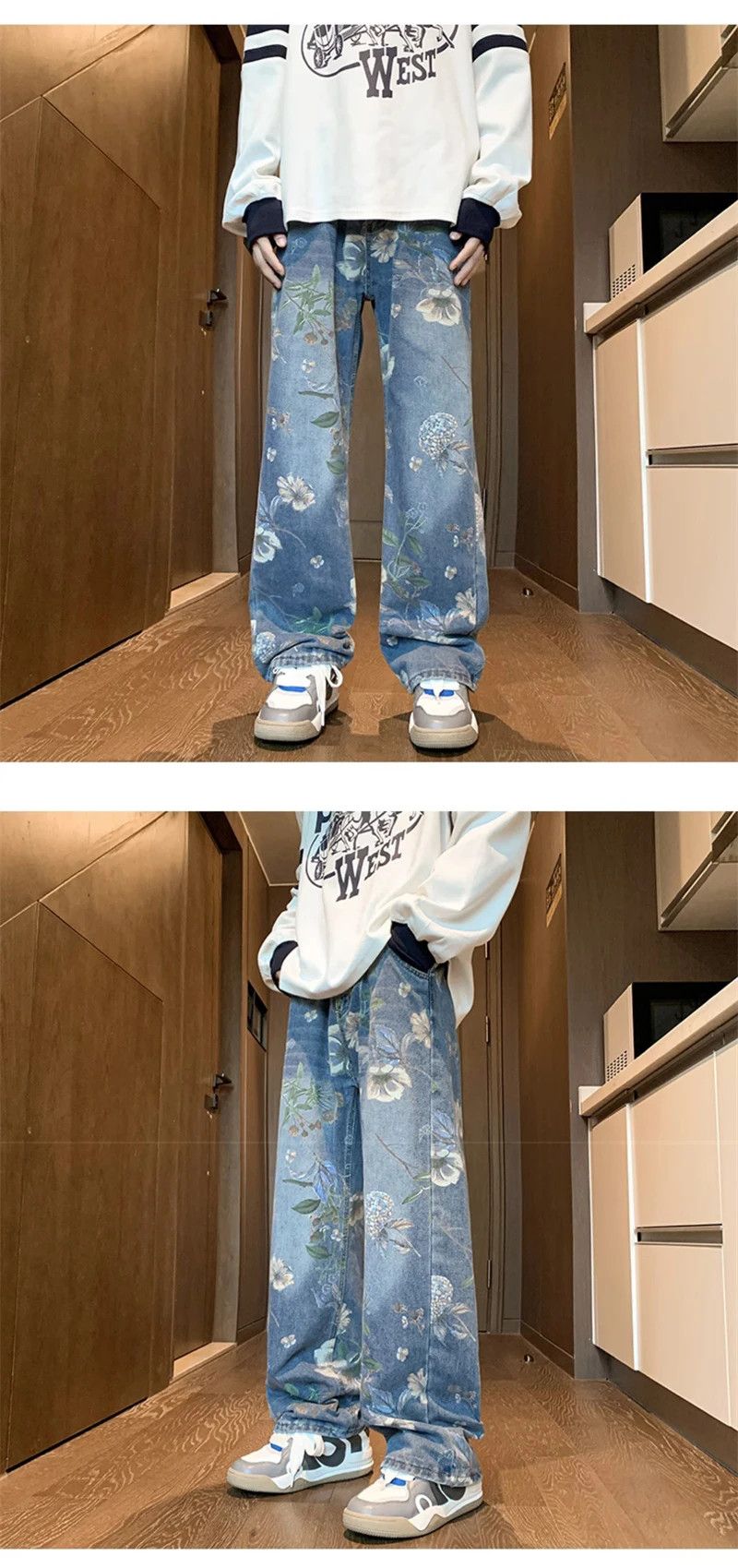 Other Autumn Floral Printed Jeans For Men Size US 29 - 1 Thumbnail