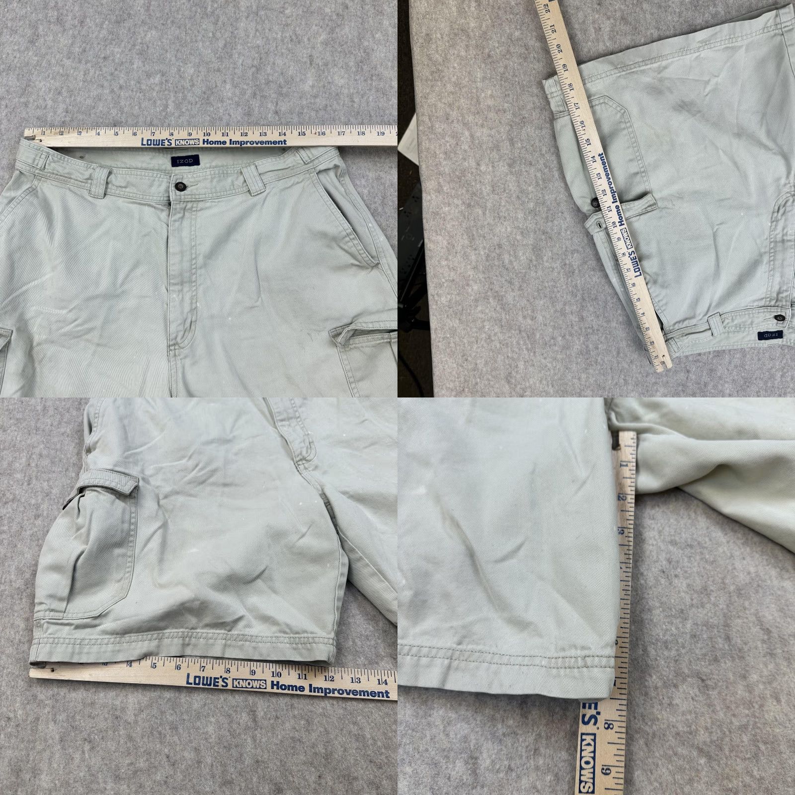 Izod IZOD Shorts Mens 36 Light Gray Cargo 100% Cotton Zip Fly Pockets Casual Summer Size US 36 / EU 52 - 8 Thumbnail