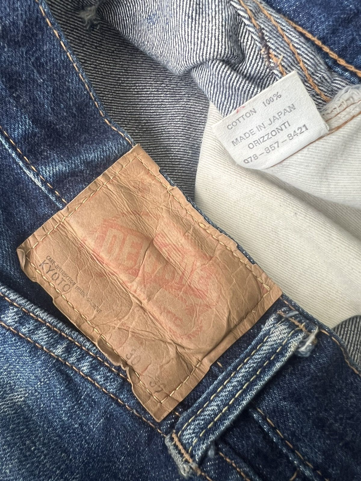 Denime 1990s Denime Kyoto Orizzonti Beautiful Faded Selvaged Denim Size US 30 / EU 46 - 13 Thumbnail