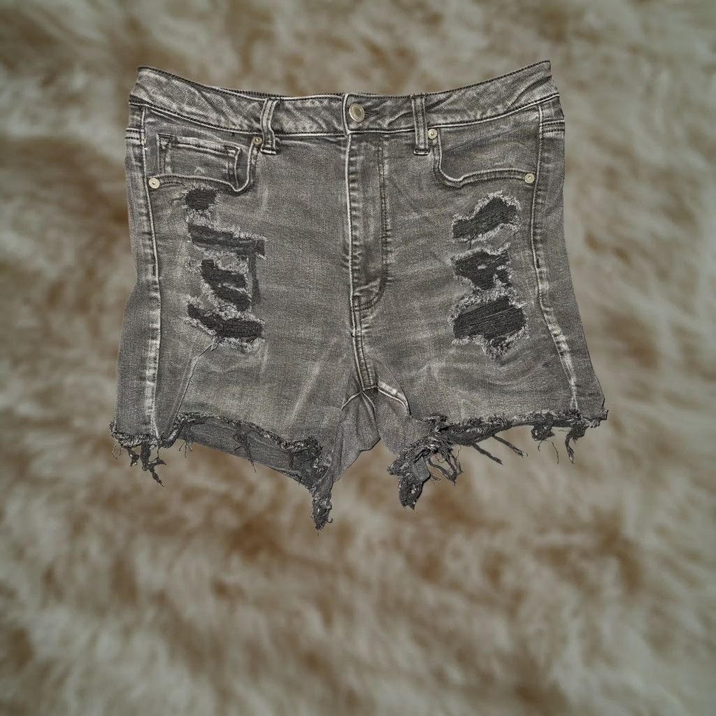 American Eagle Outfitters American Eagler Super High Rise Shortie Shorts Distressed Cutoff Women's 12 Size 34" / US 12 / IT 48 - 1 Thumbnail