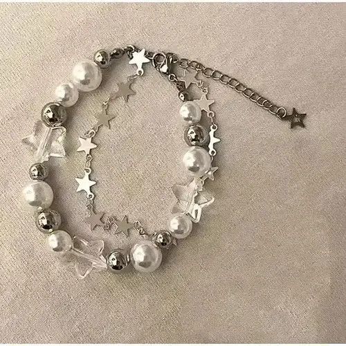 Jewelry Pearl Star Beaded Bracelet in Silver, Men's