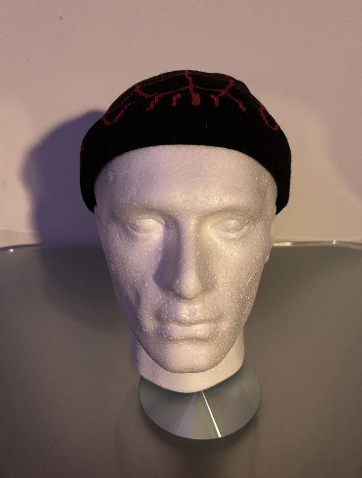 Japanese Brand Eyes Web Knitted beanie (black+red) Size ONE SIZE - 8 Thumbnail